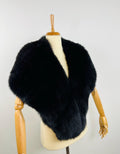 Premium Black Fox Fur Shawl, real fur stole, fur collar , stole, Black fur warp