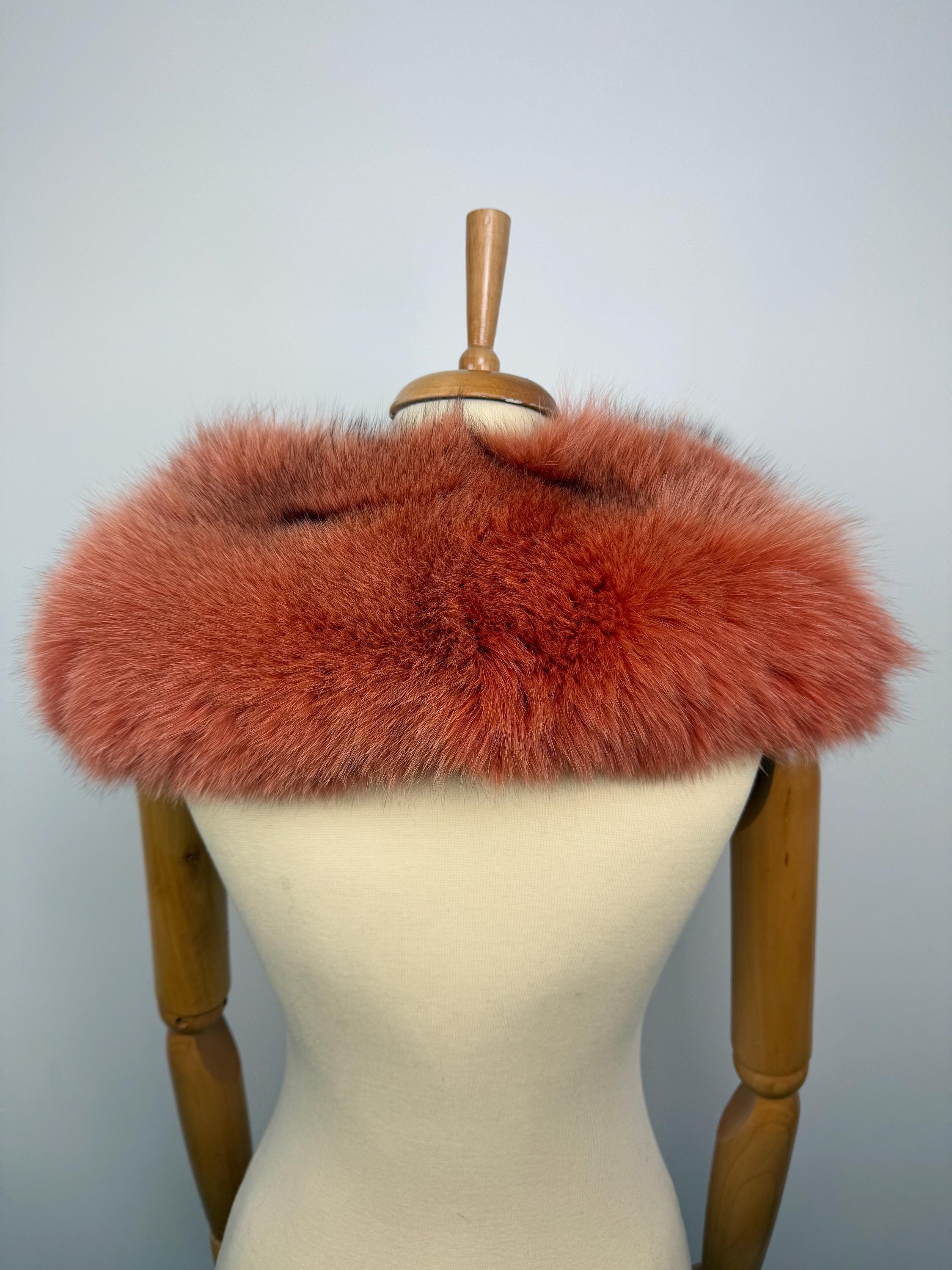 Orange Fox Fur Collar – Real Fur Collar, Handmade in Greece, Luxury Neck Accessory