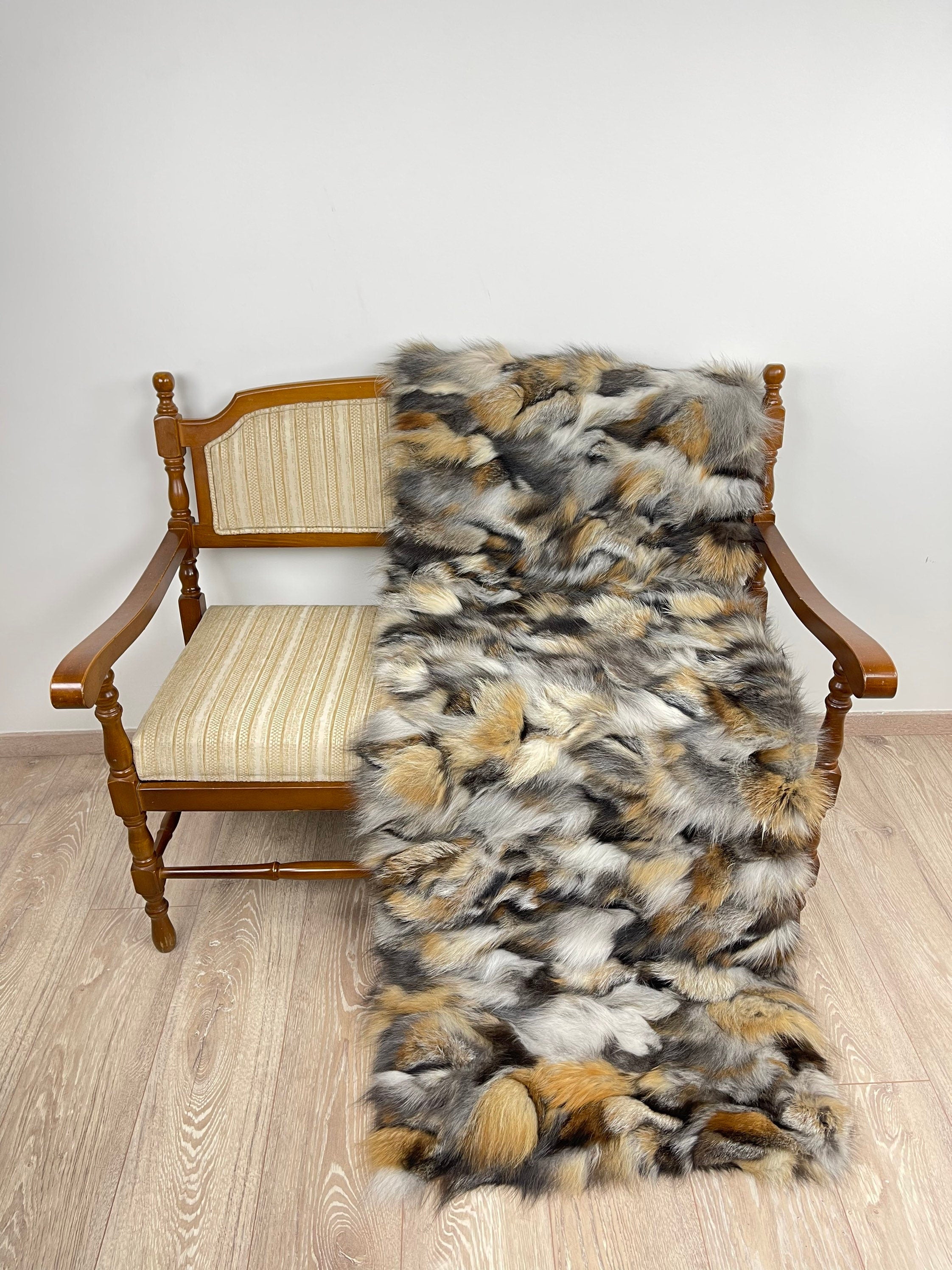 Real Fox Fur Blanket – Handmade in Greece, Luxury Fur Throw