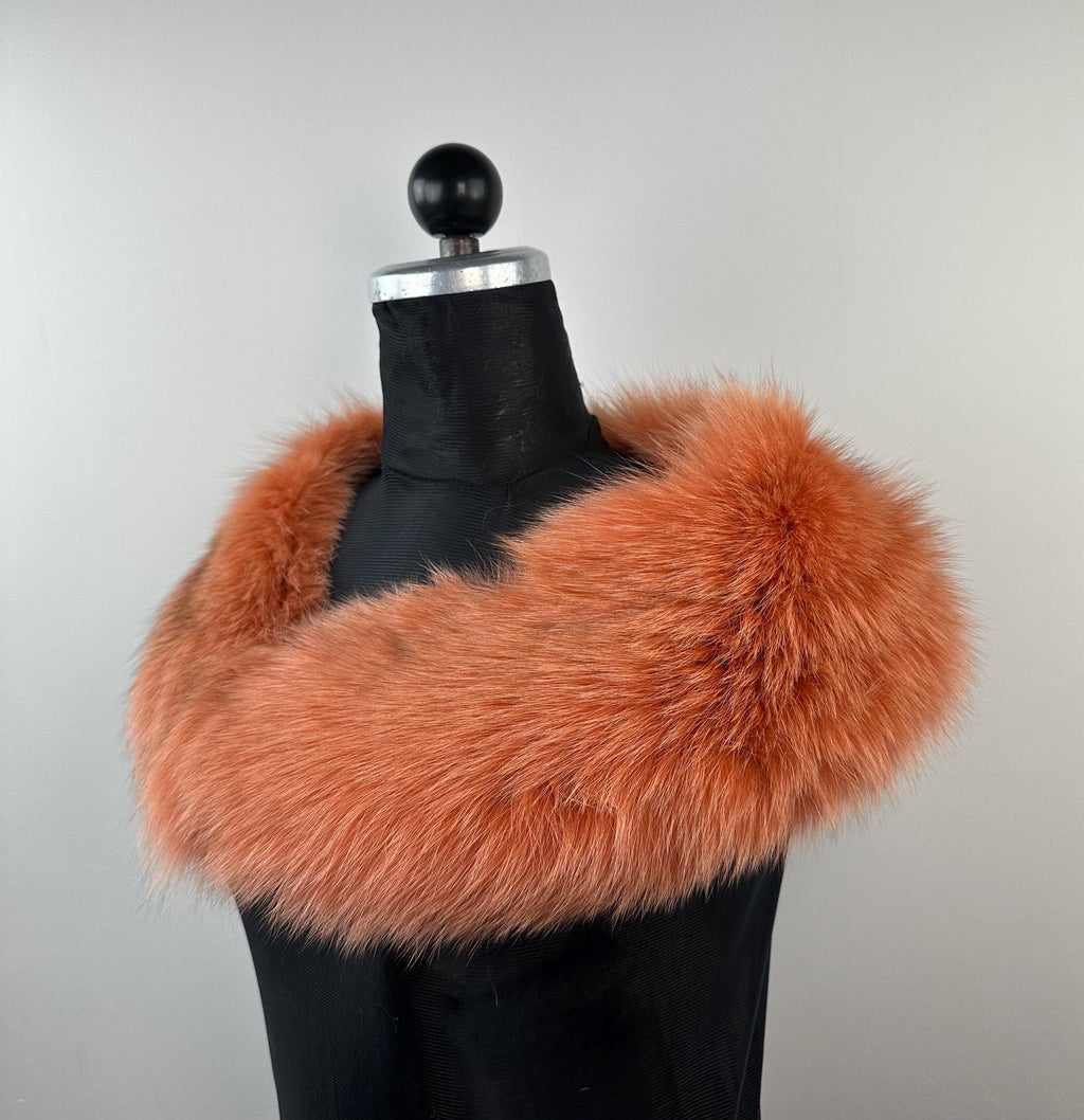 Luxury Orange Fox Fur Collar: Genuine Fur Stole
