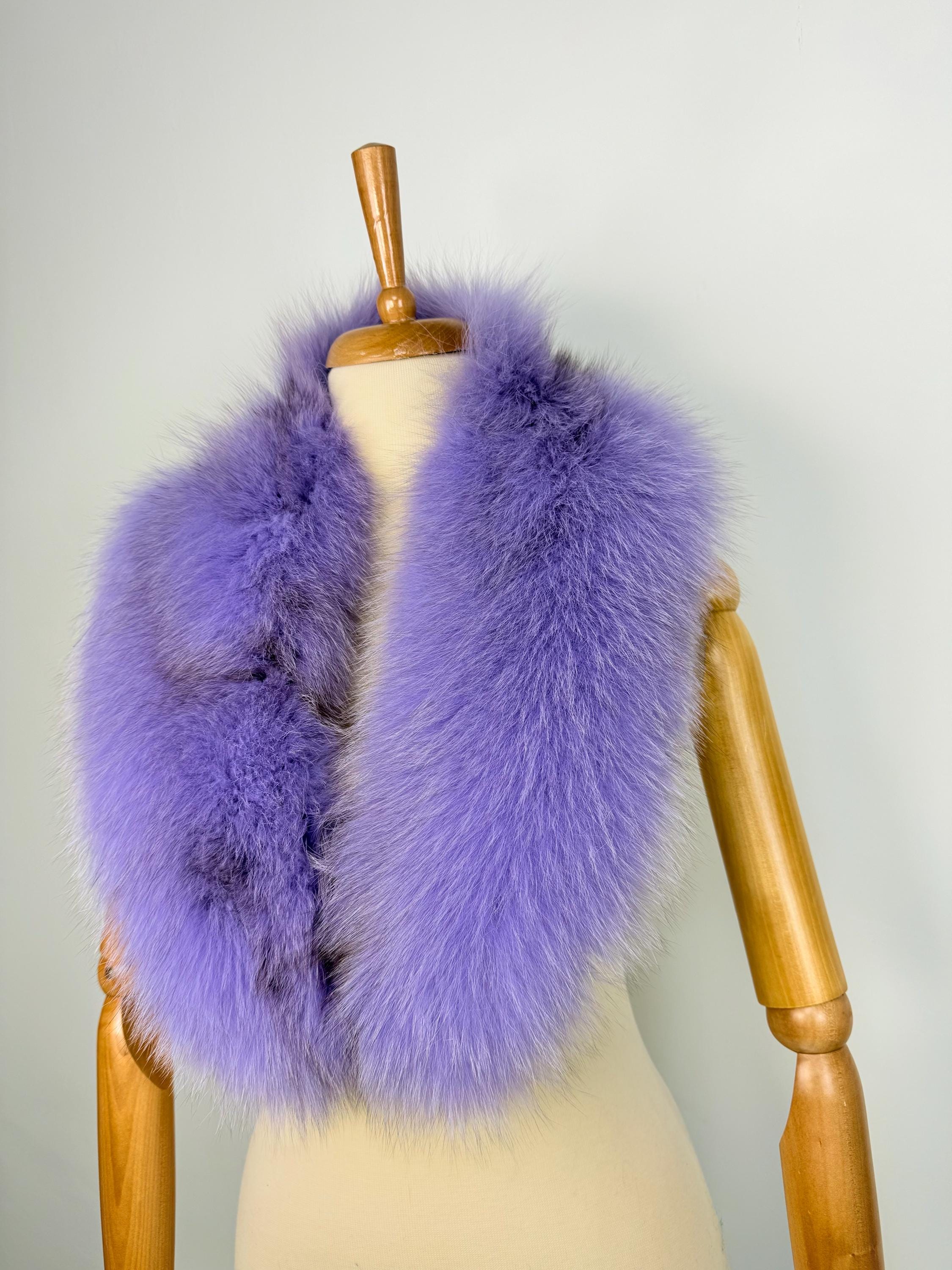 Luxury Lavender Fur Collar – Real Fox Fur Stole Scarf