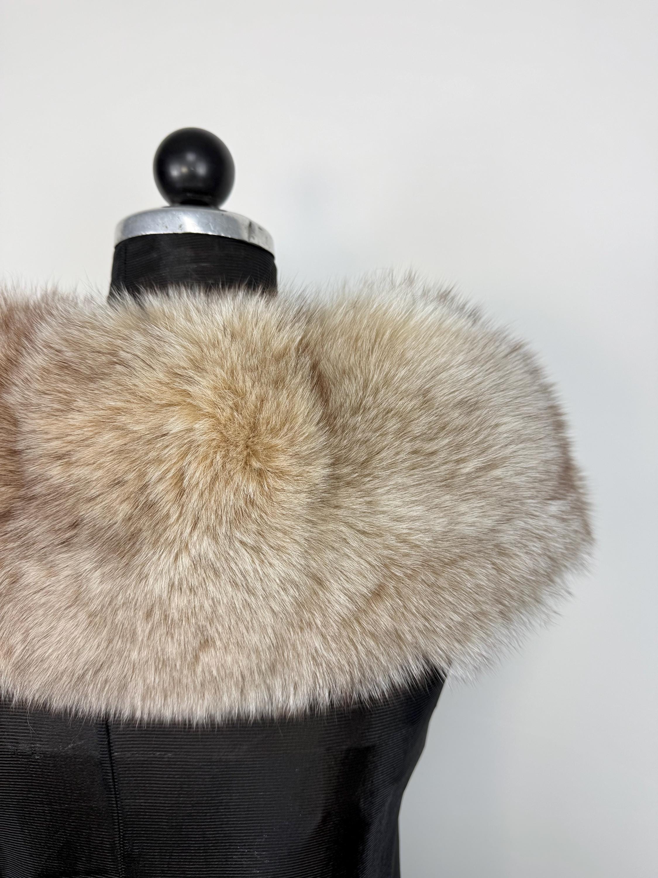 Beige Fox Fur Collar – Real Fur Collar, Handmade in Greece, Luxury Neck Accessory