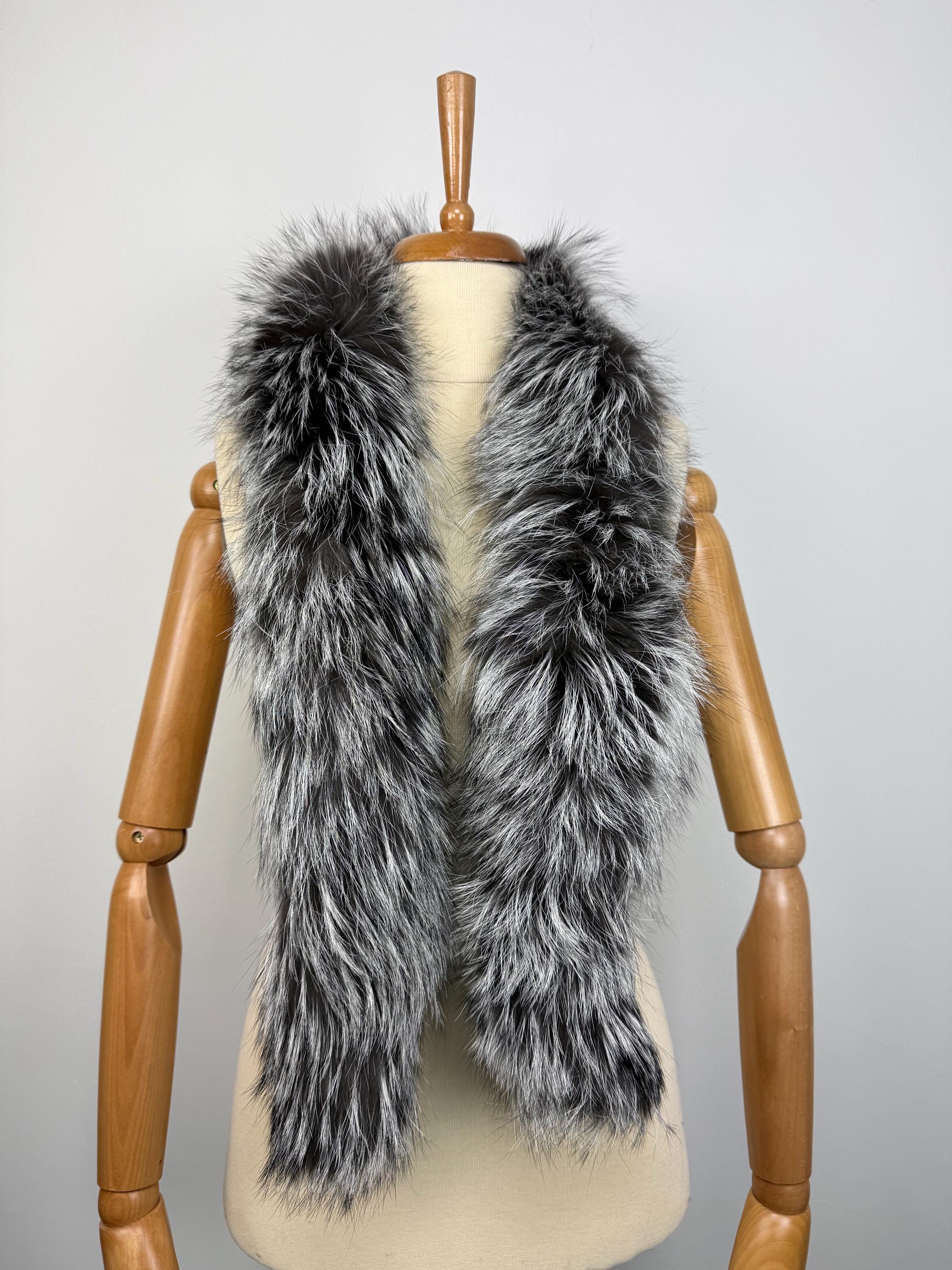 Luxury Silver Fox Fur Scarf: Genuine Warm Fur