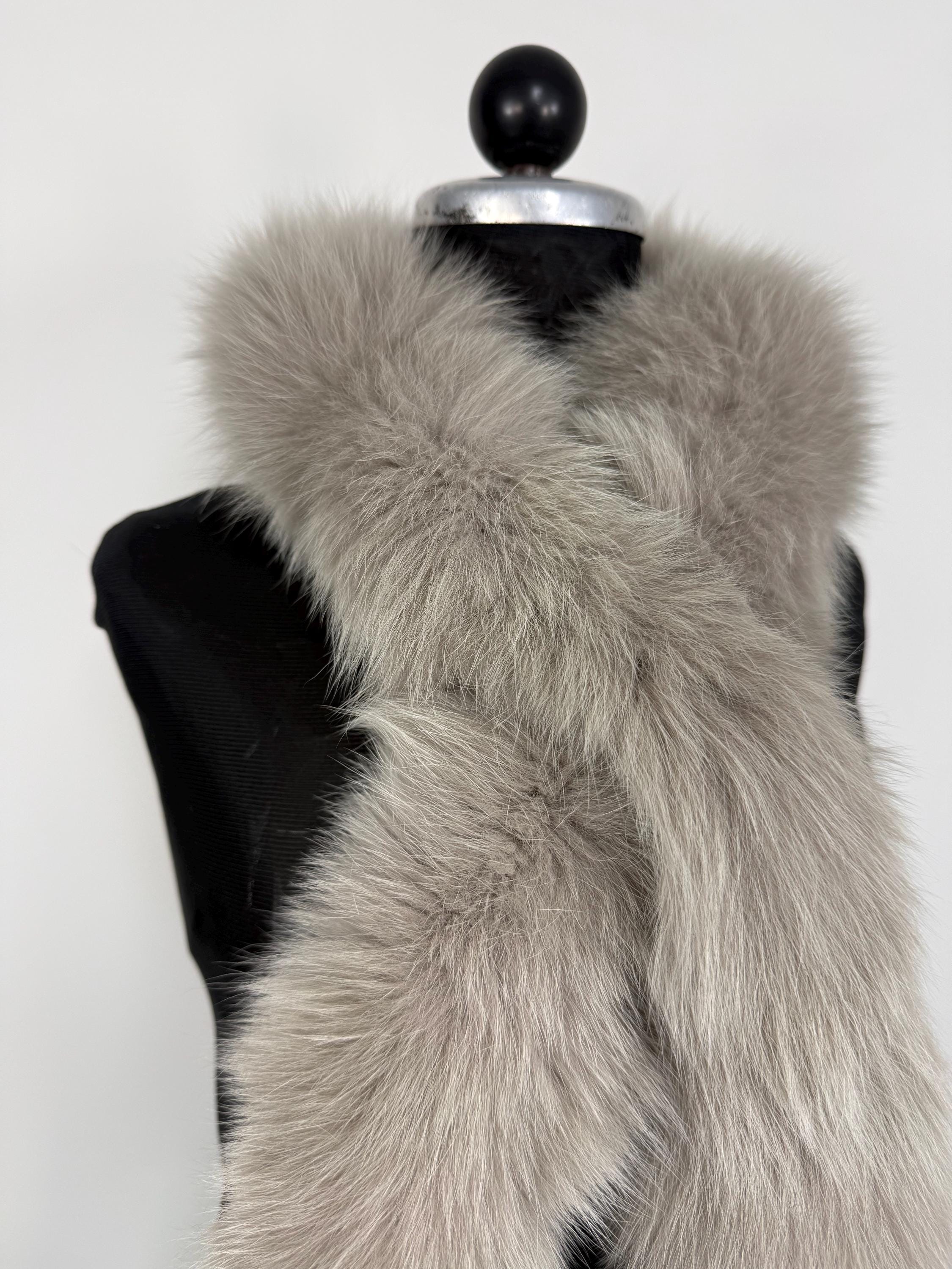 Gray Fox Fur Scarf – Real Fur Scarf, Handmade in Greece, Luxury Winter Scarf