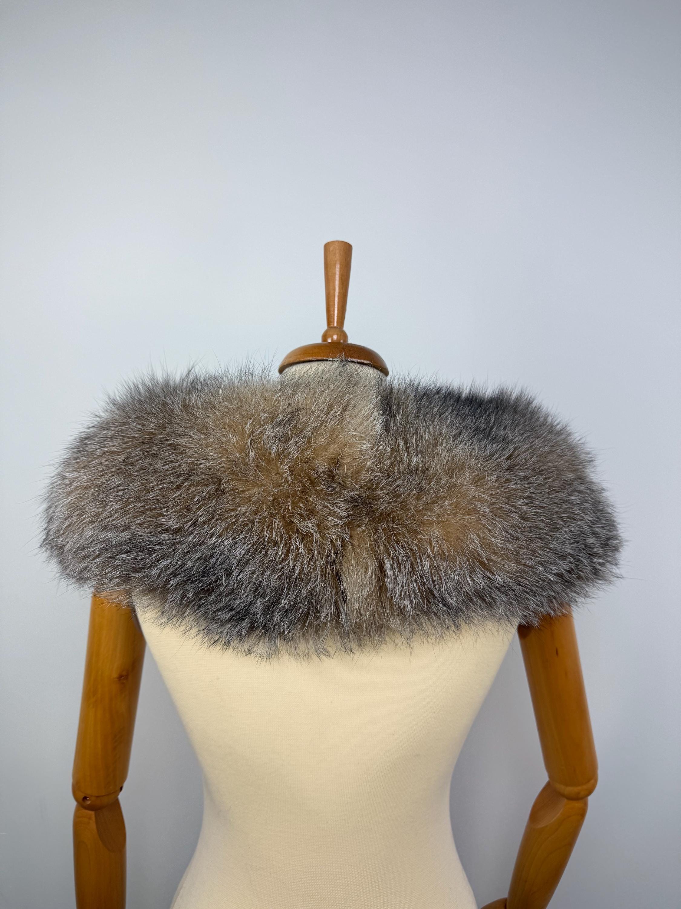 Crystal Fox Fur Collar – Real Fur Collar, Handmade in Greece, Luxury Coat Accessory