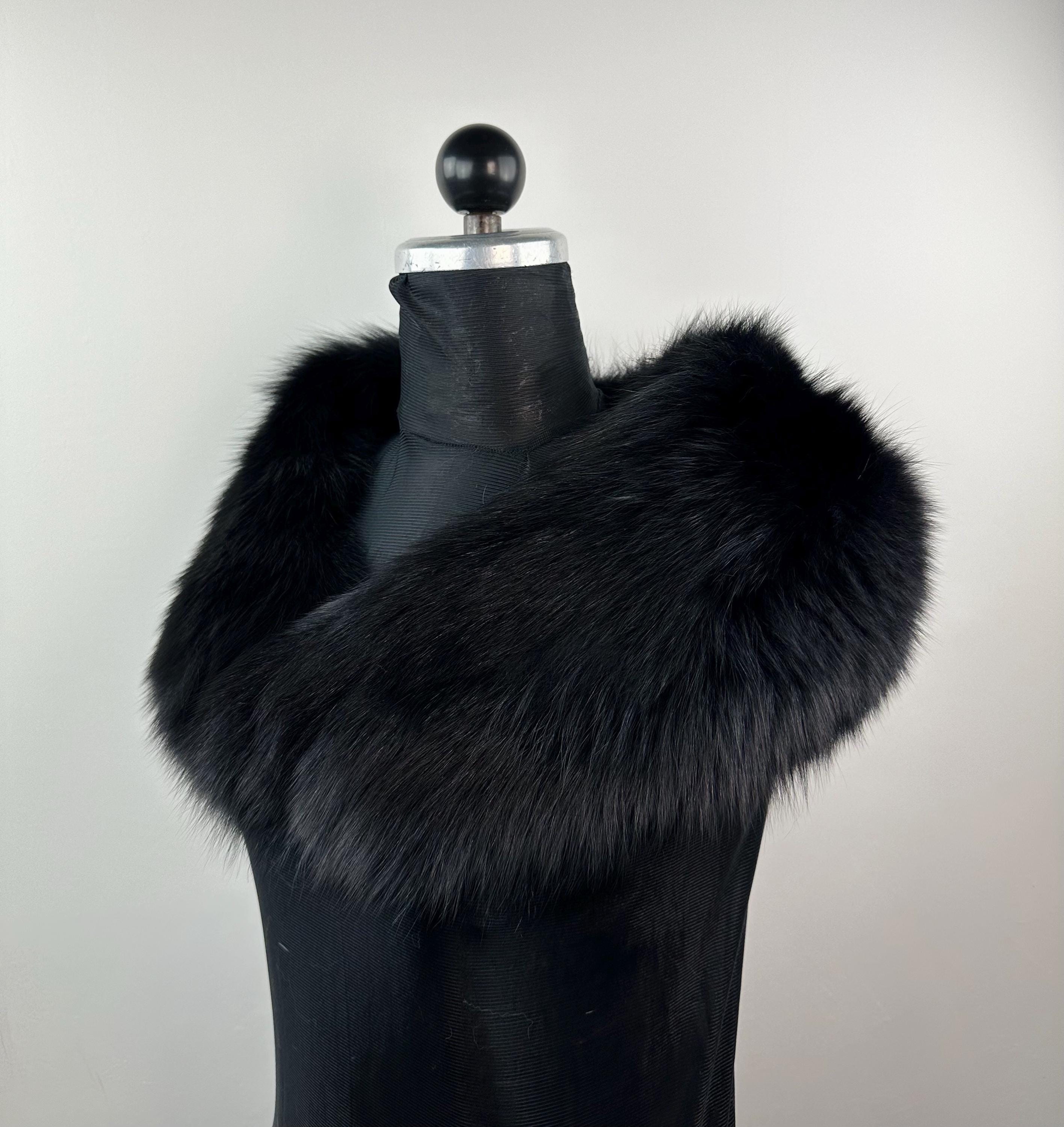 Genuine Black Fox Fur Collar: Luxury Real Fur
