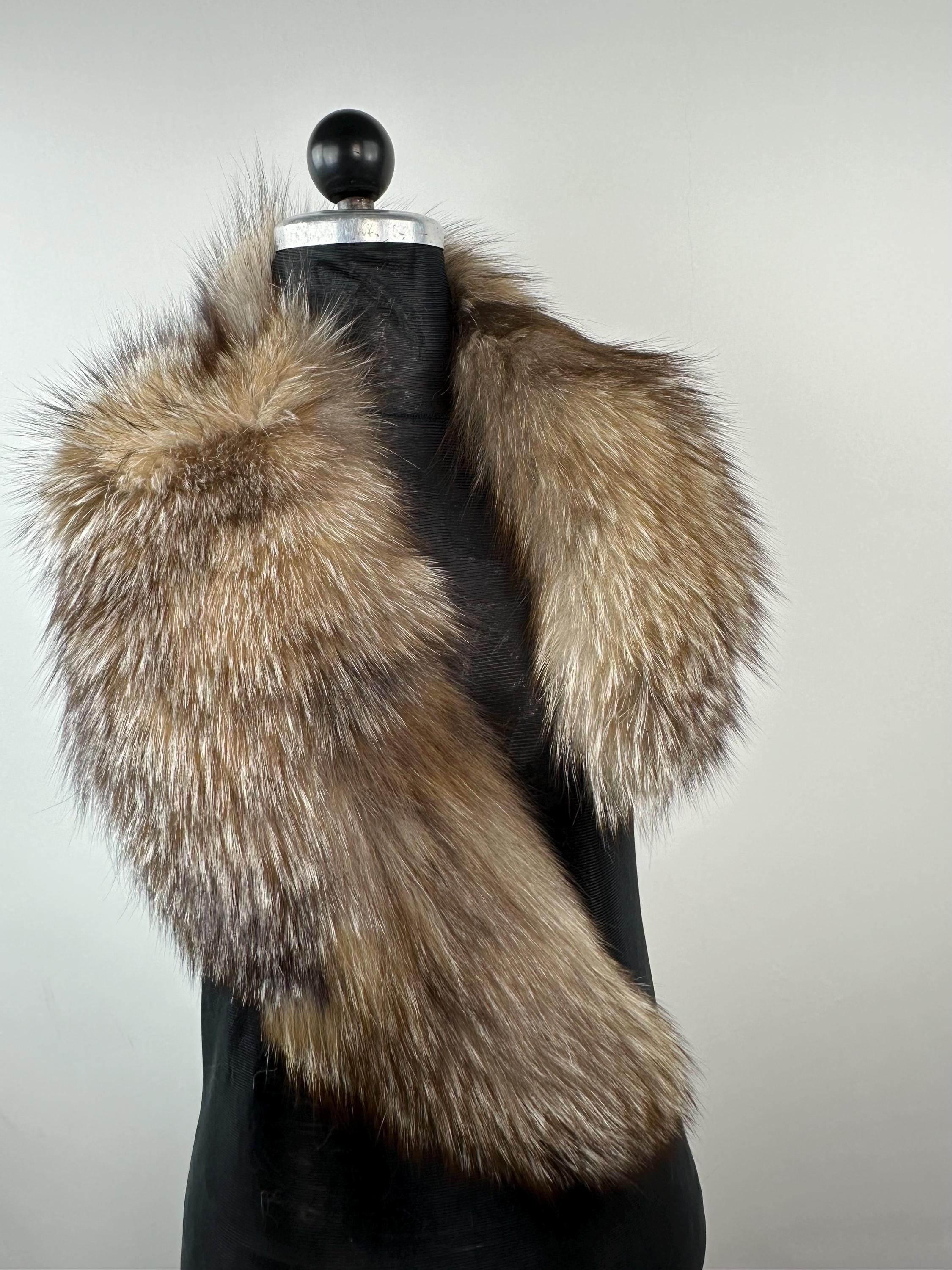 Genuine Crystal Fox Fur Collar: Handmade Fur Stole
