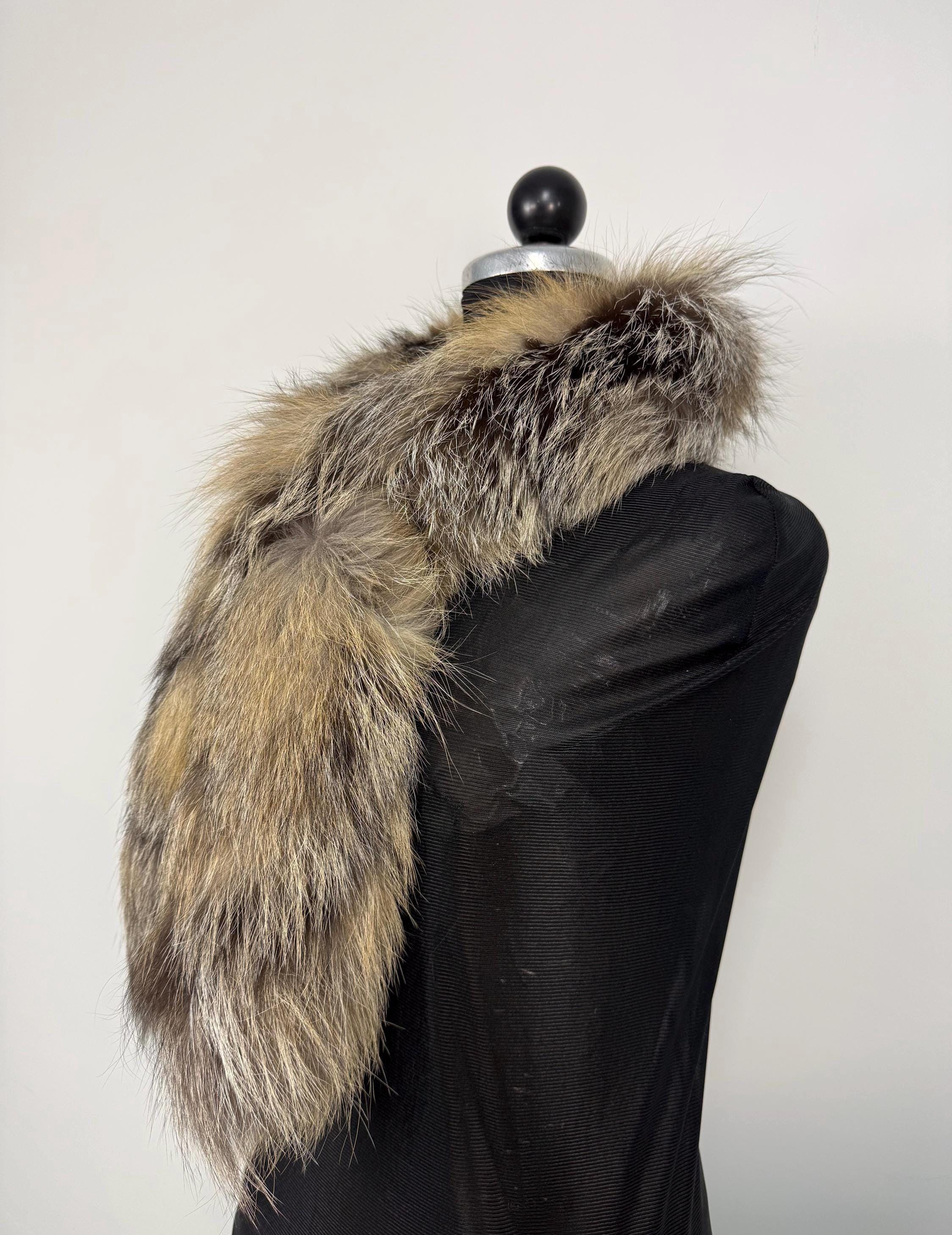 Cross Fox Fur Scarf – Real Fur Scarf, Handmade in Greece, Luxury Winter Scarf
