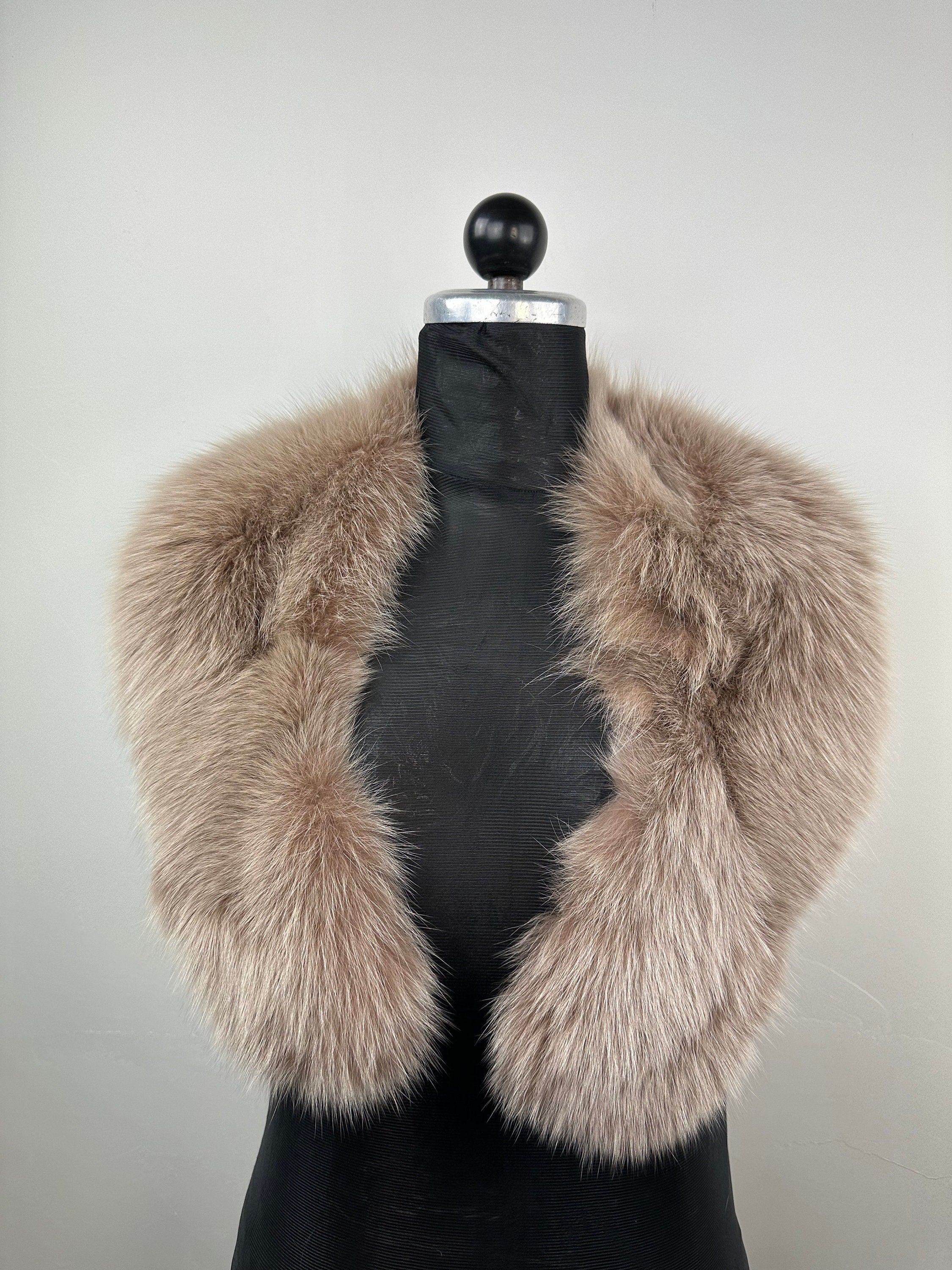 Genuine Fox Fur Collar: Beige Luxury Stole,  Neck Wrap