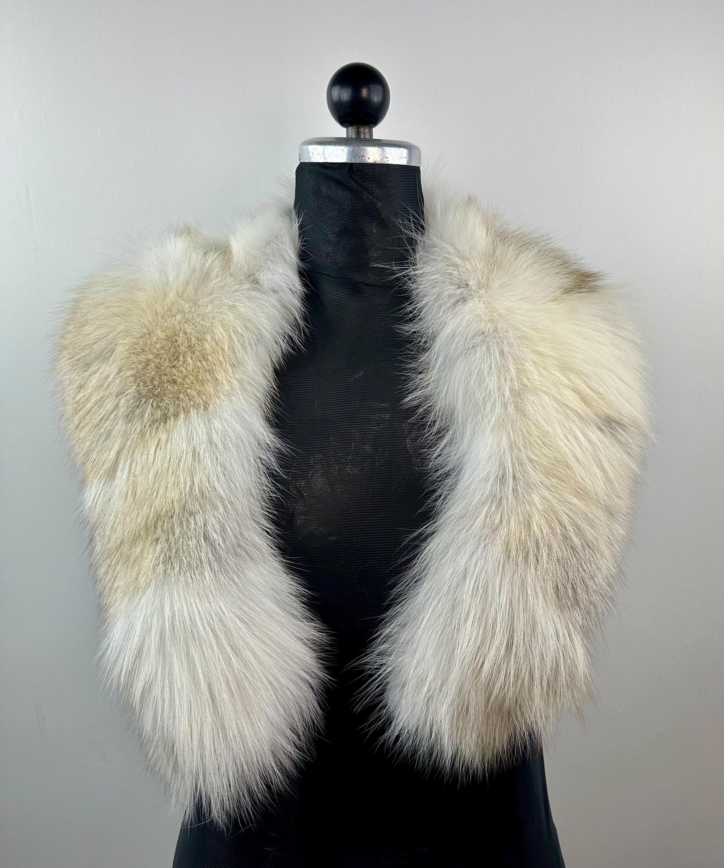 Genuine Golden Island Fox Fur Collar - Handmade in Greece