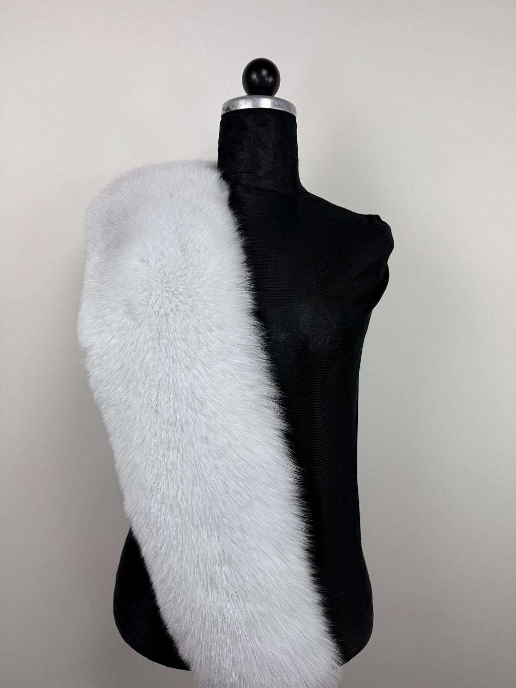 White Fox Fur Bridal Stole – Real Fur Wrap, Extra Long, Handmade in Greece