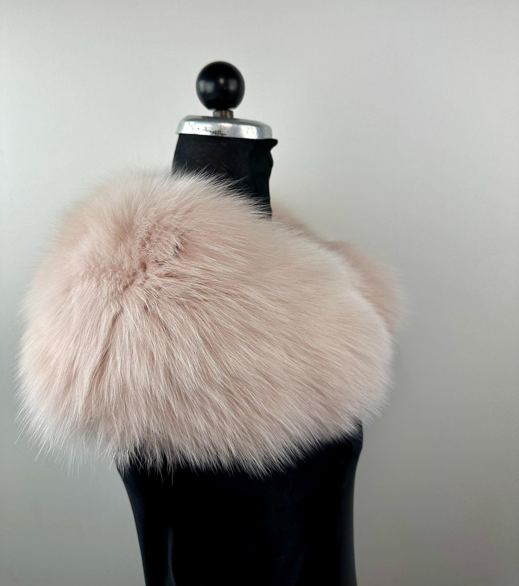 Baby Pink Fox Fur Collar – Real Fur Collar, Handmade in Greece, Luxury Neck Accessory