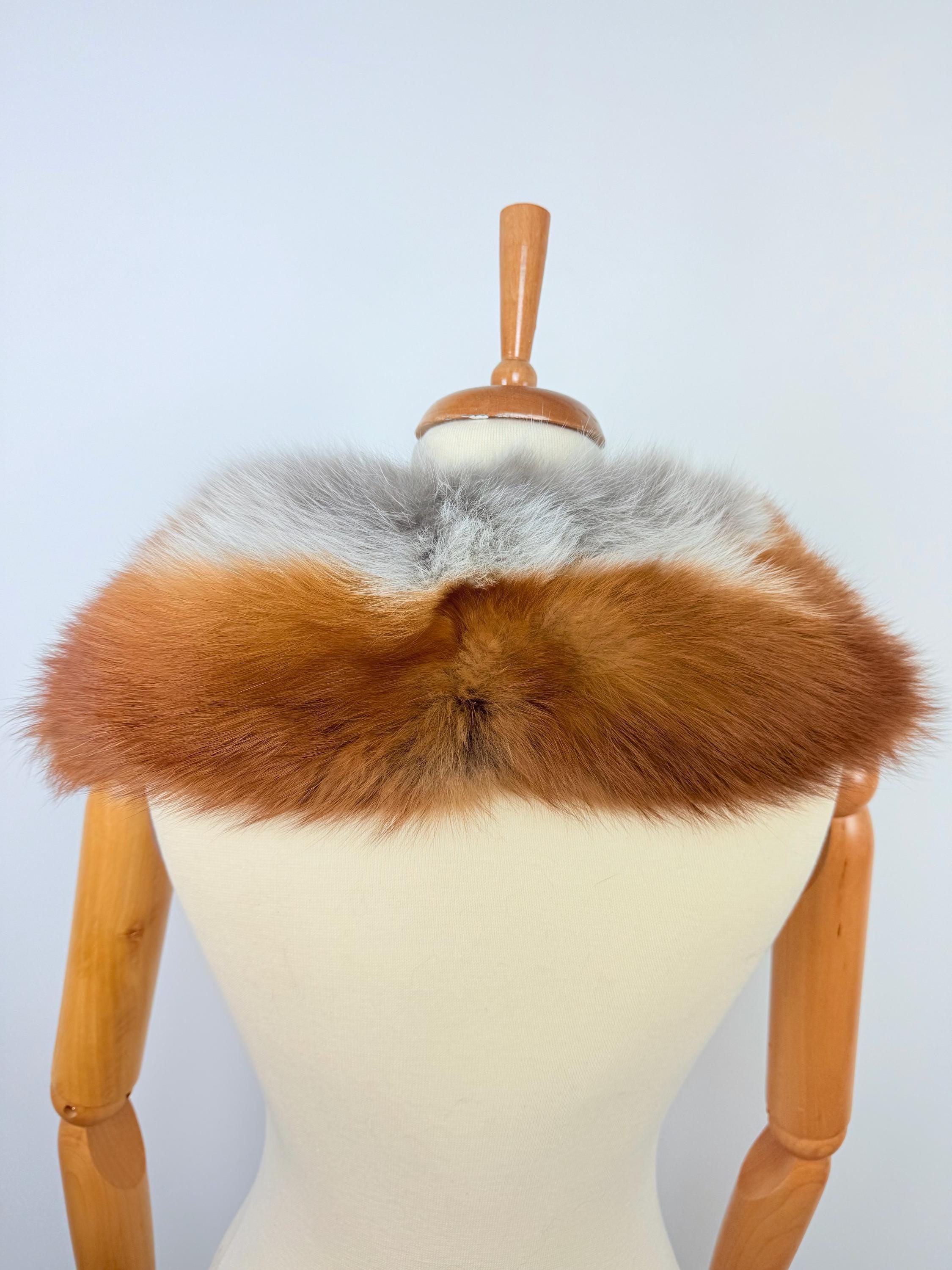 Luxury Red Fox Fur Collar – Real Fur, Handmade in Greece, Elegant Neck Accessory