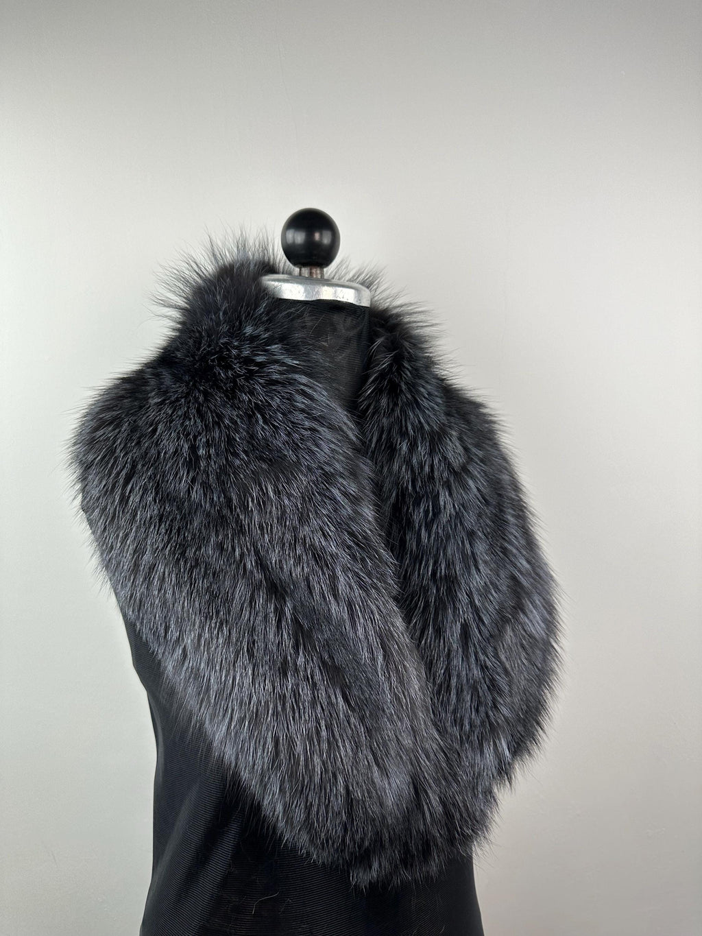 Dark Gray Fox Fur Collar – Real Fur Collar, Handmade in Greece, Luxury Neck Accessory