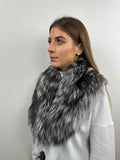 Handmade Silver Fox Fur Collar: Cozy Stole, Satin Lined