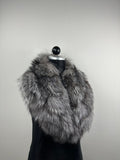 Silver Frost Fox Fur Collar: Genuine Fur Stole, Handmade in Greece