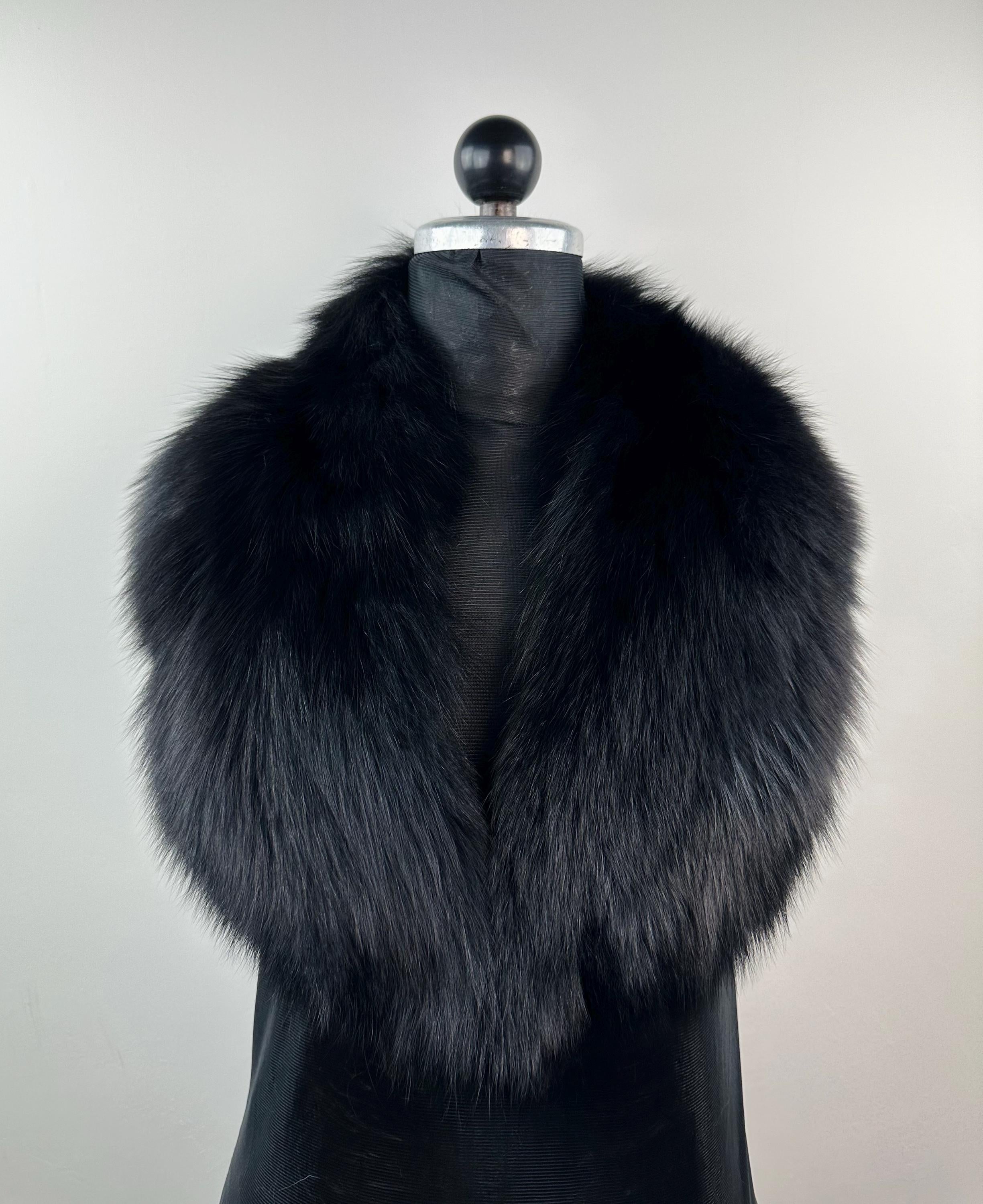 Genuine Black Fox Fur Collar: Luxury Real Fur