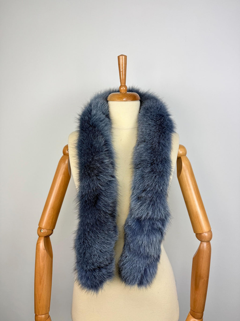 Blue Fur Scarf: Handmade Genuine Fox Fur, Luxury Neck Wrap