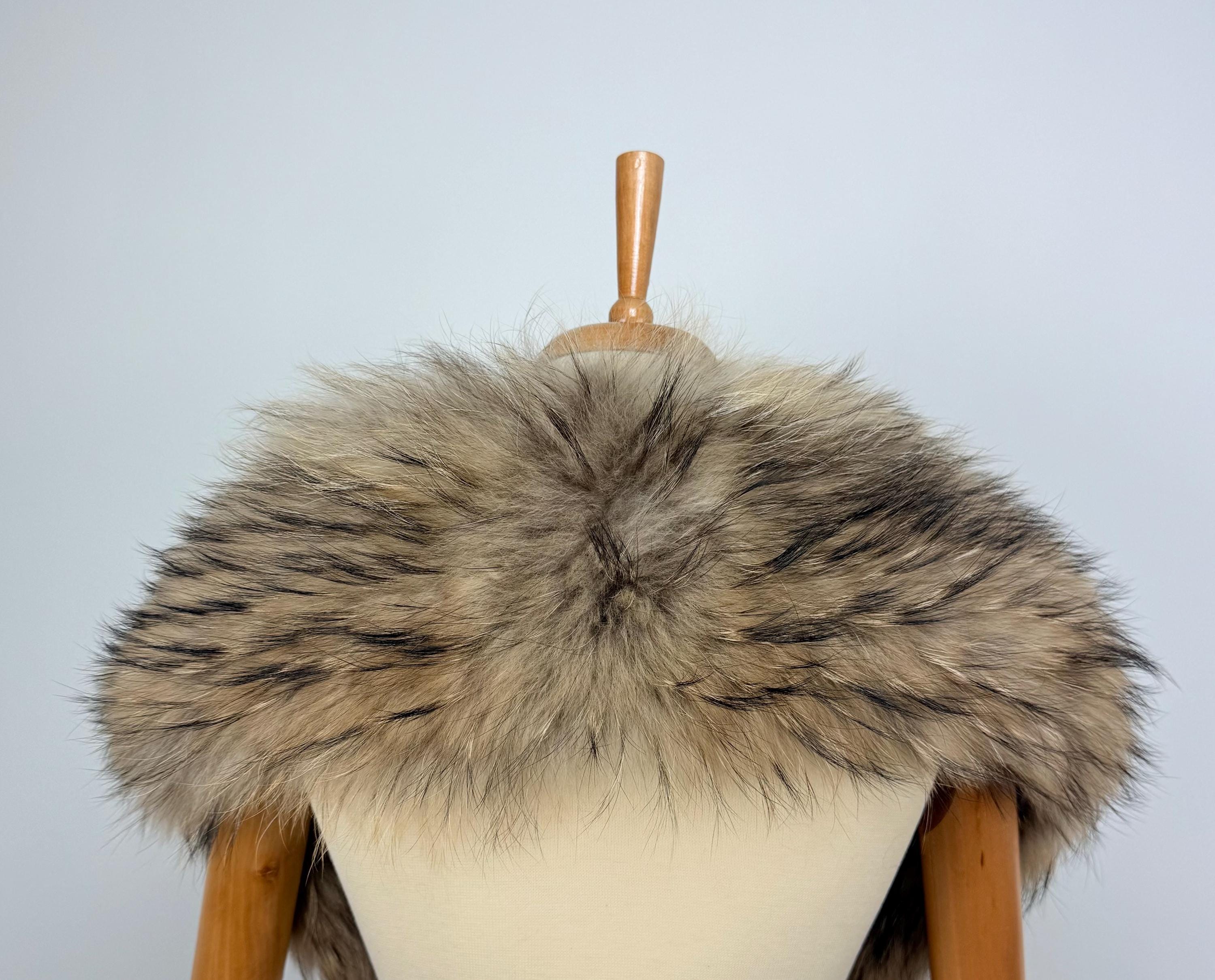 Finn Raccoon Fur Stole – Real Fur Wrap, Extra Long Luxury Fur, Handmade in Greece
