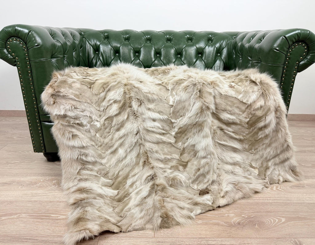 Luxury Fox Fur Blanket: Handmade Real Fur Throw