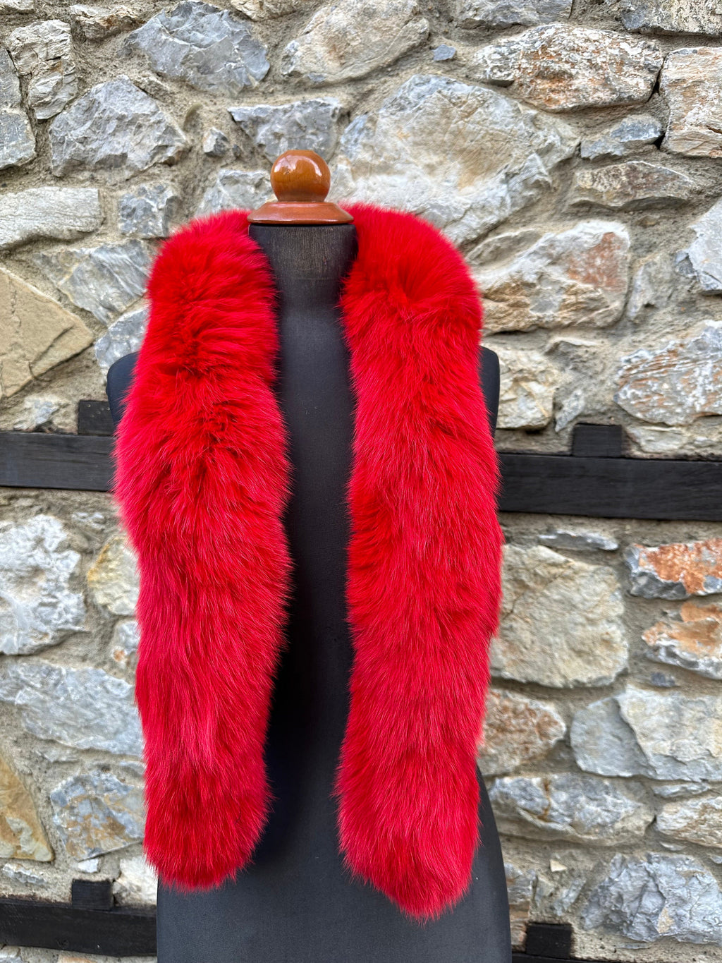 Red Fox Fur Scarf – Real Fur Scarf, Handmade in Greece, Luxury Winter Scarf
