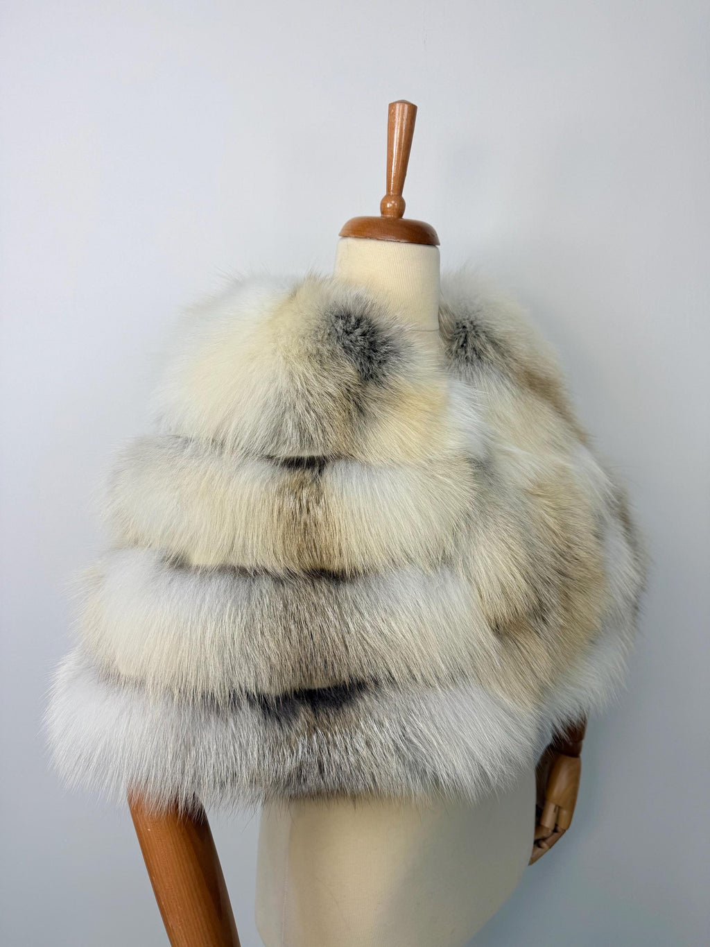Fawn light fox fur stole, real fur bridal shawl, wedding warp