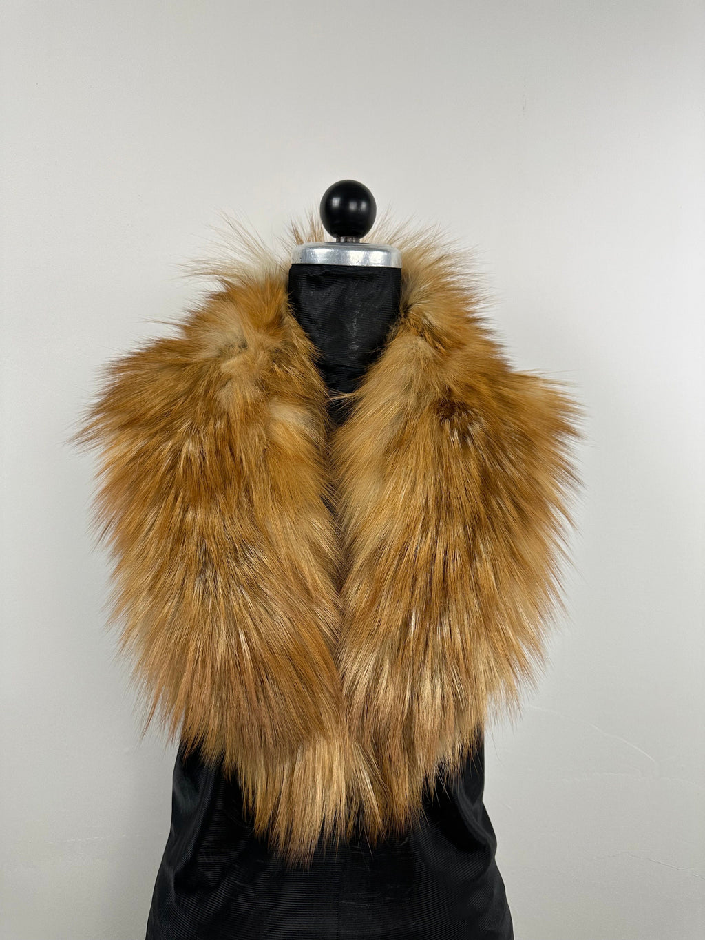 Handmade Golden Fox Fur Collar: Luxury Stole, Satin Lined