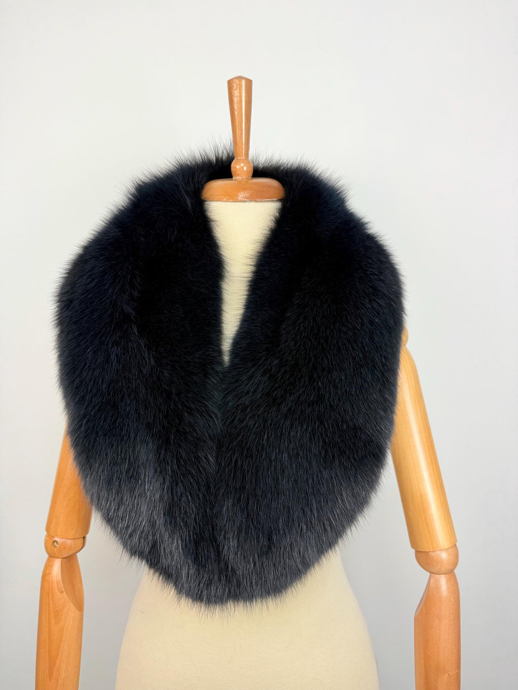 Blue-Black Fox Fur Collar – Real Fur Collar, Handmade in Greece, Luxury Neck Accessory