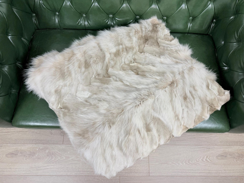Luxury Fox Fur Blanket: Handmade Real Fur Throw