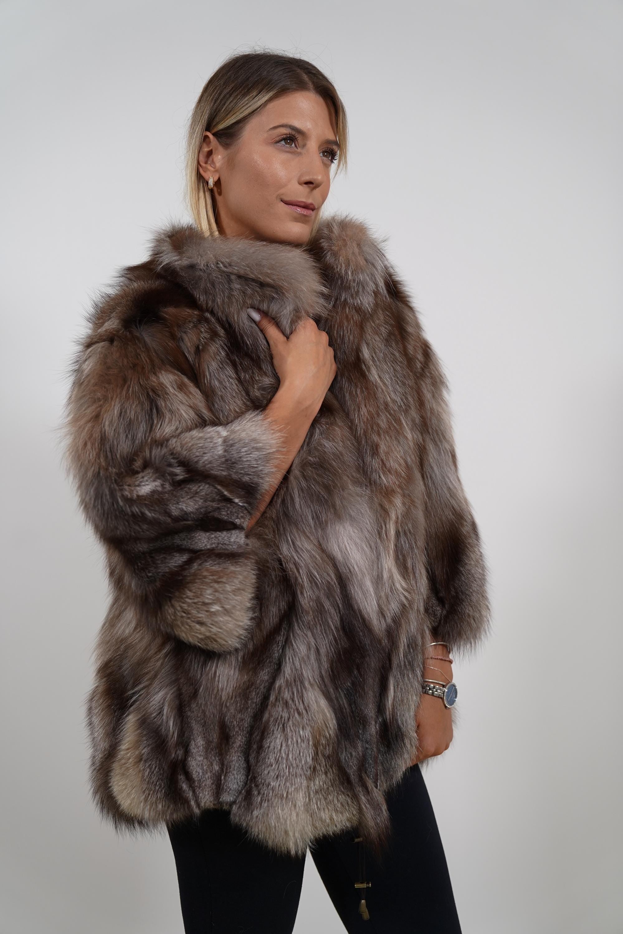 Genuine Fur Jacket : Luxury Real Fox Fur Coat