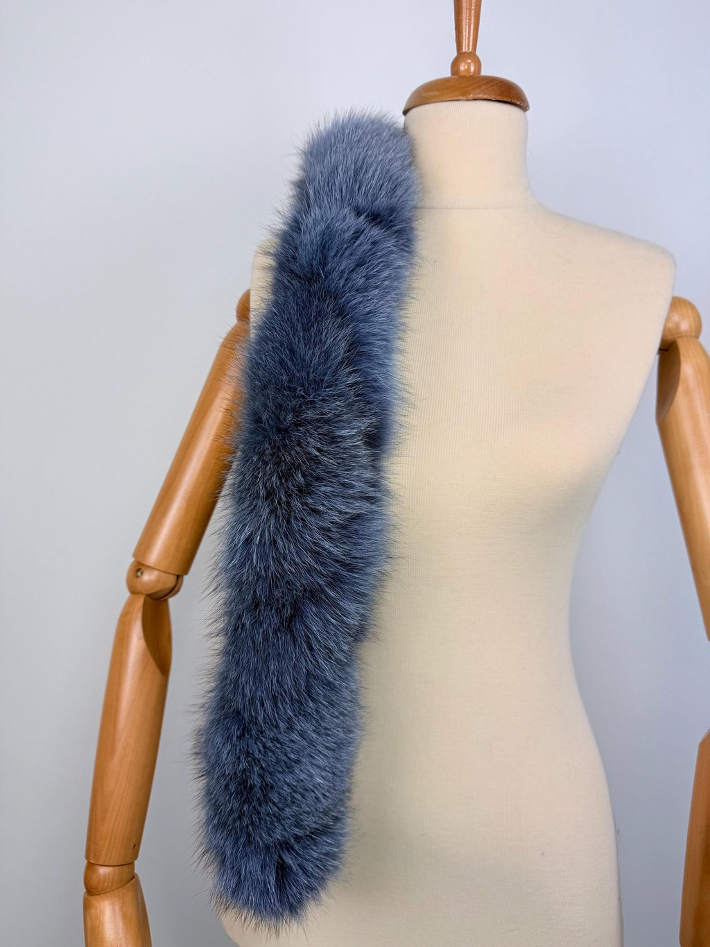 Blue Fur Scarf: Handmade Genuine Fox Fur, Luxury Neck Wrap