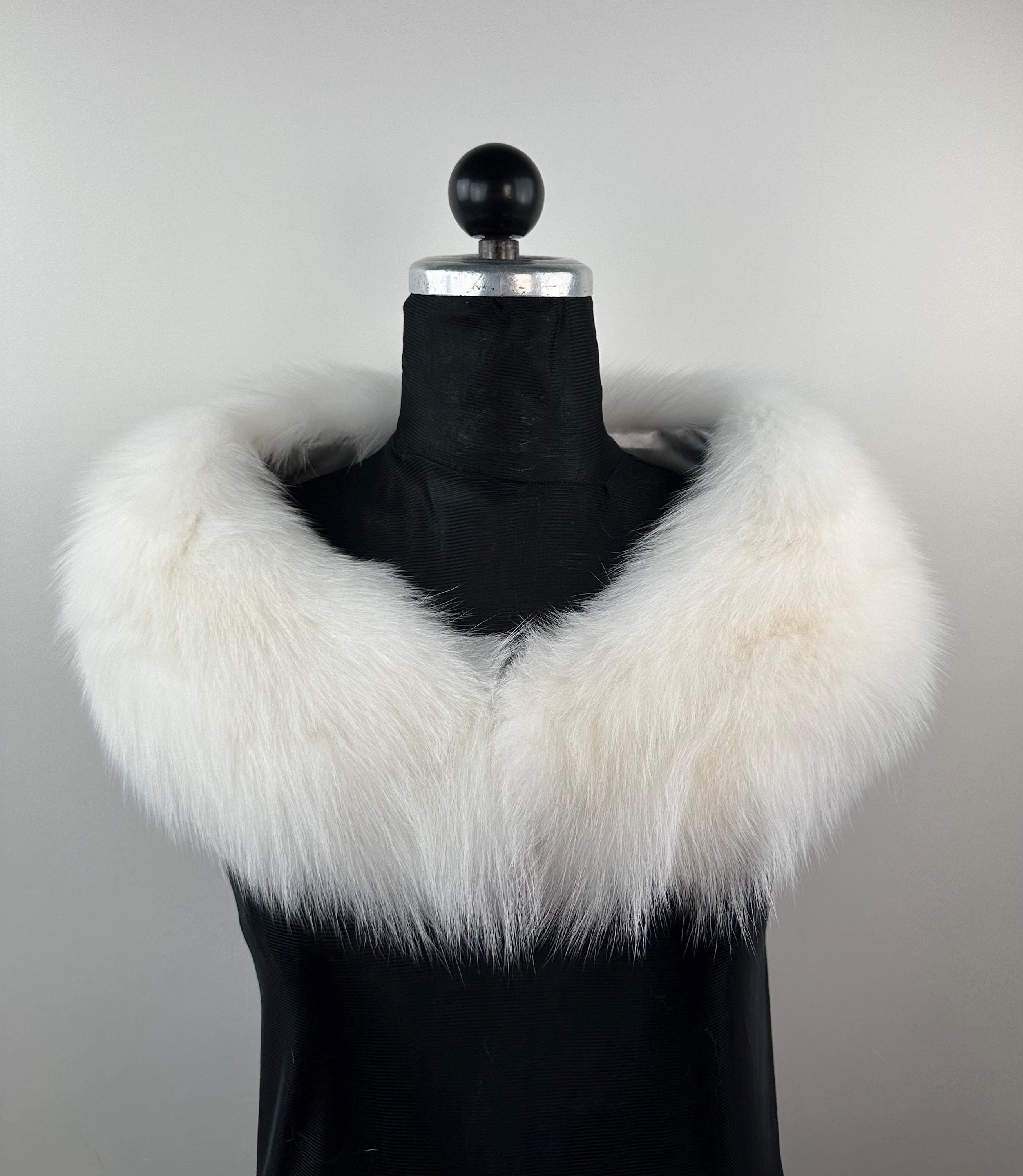 White Real Fox Fur Collar: Luxury Bridal Fur Stole