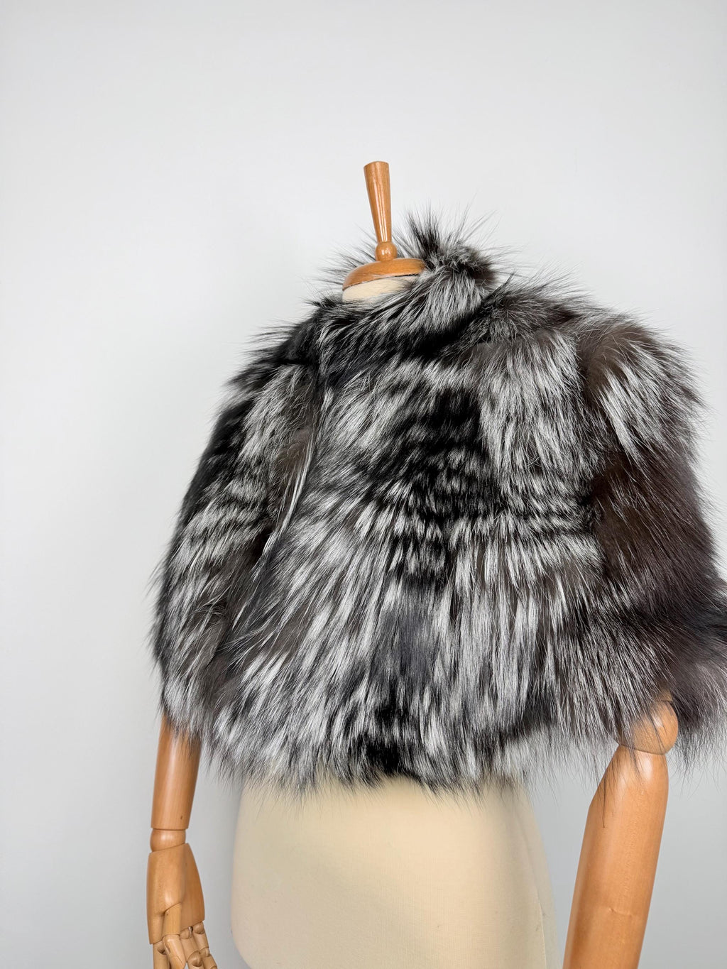 Silver Fox Fur Shawl – Real Fur Wrap, Handmade in Greece, Luxury Fur Shawl