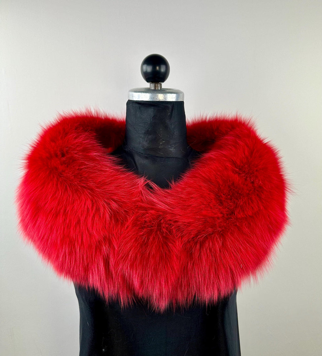Luxury Red Fox Fur Collar – Real Fur, Handmade in Greece, Elegant Neck Accessory