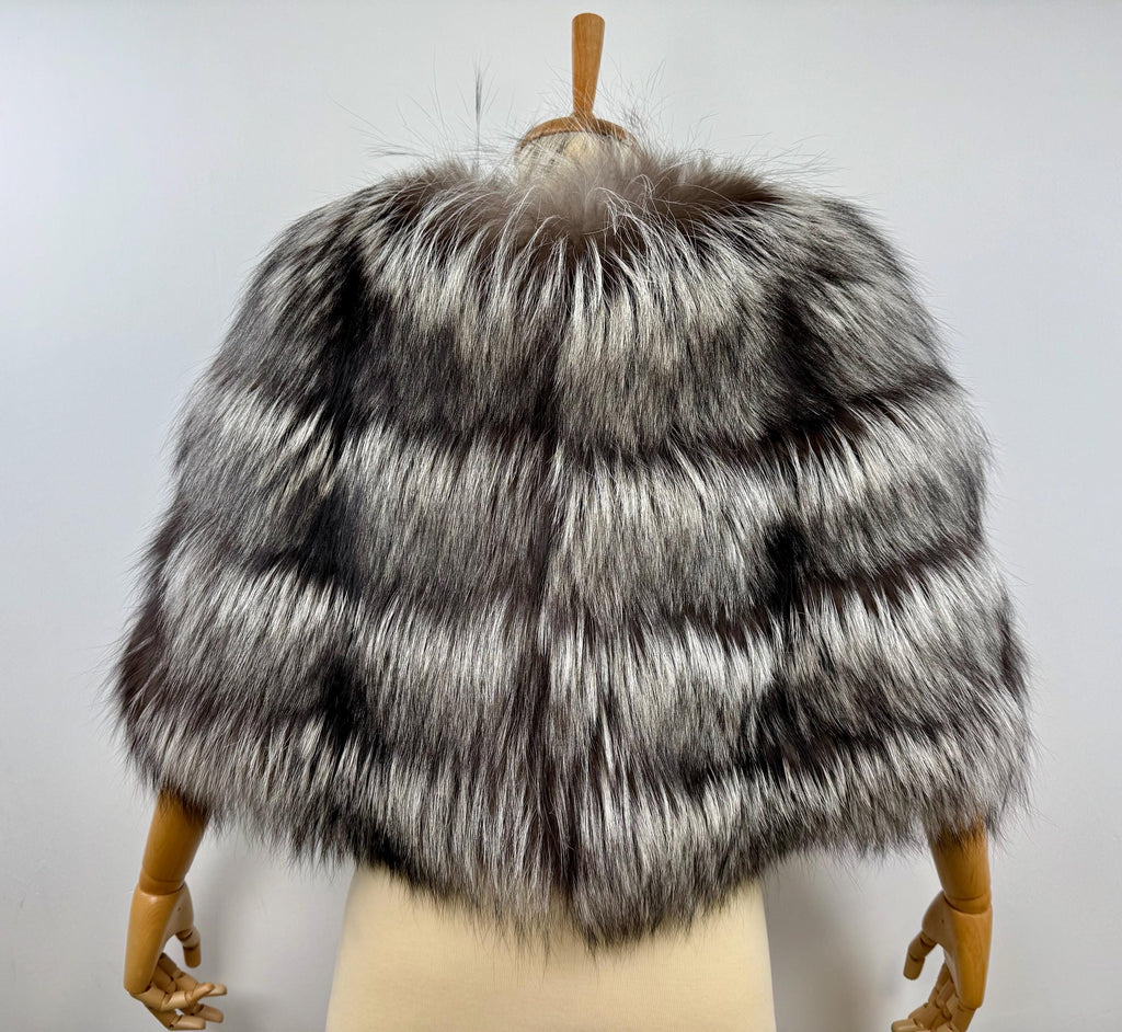 Genuine Silver Fox Fur Wrap: Handmade Real Fur Stole