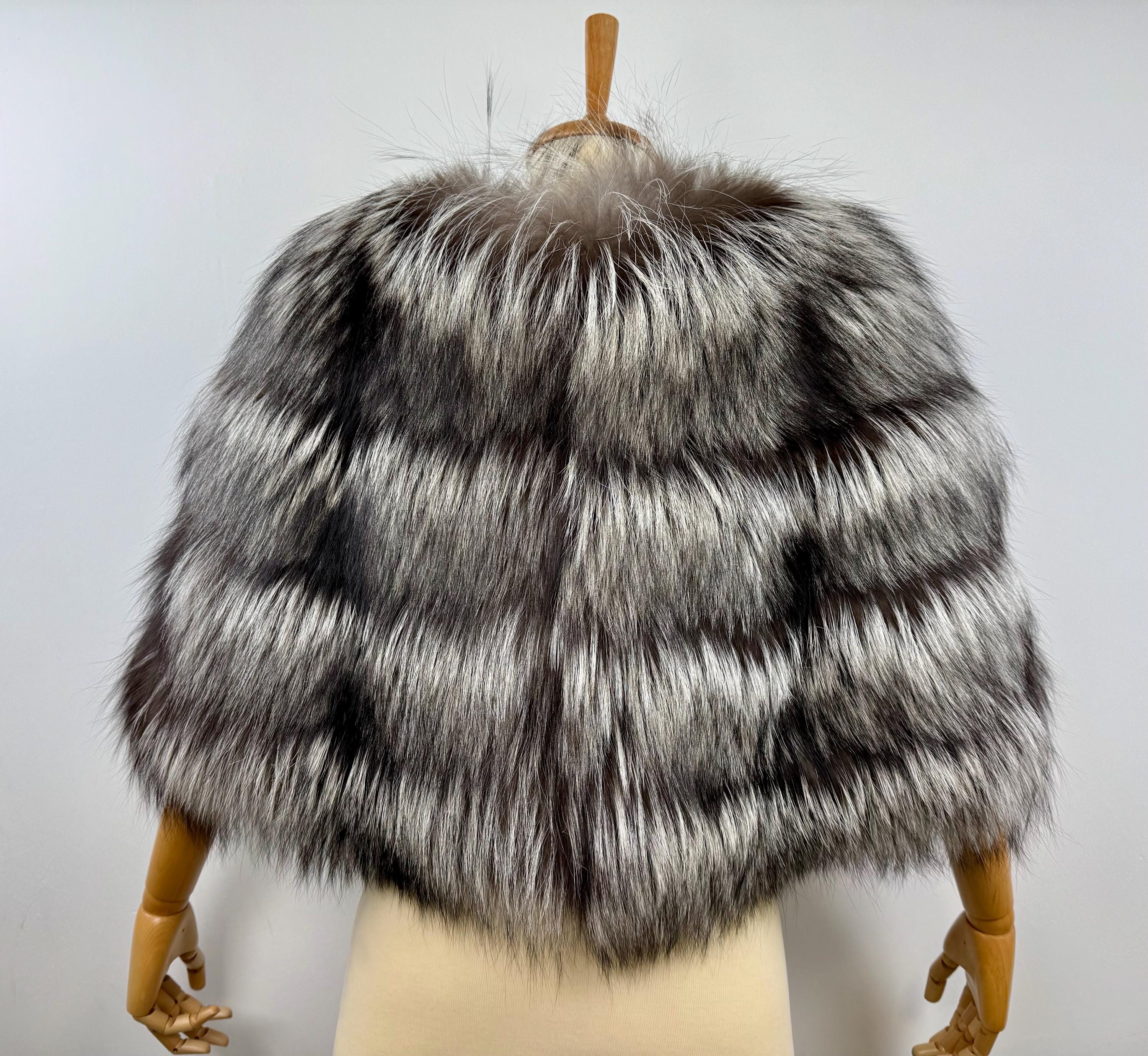 Genuine Silver Fox Fur Wrap: Handmade Real Fur Stole
