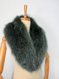 Green Fox Fur Collar – Real Fur Collar, Handmade in Greece, Luxury Neck Accessory