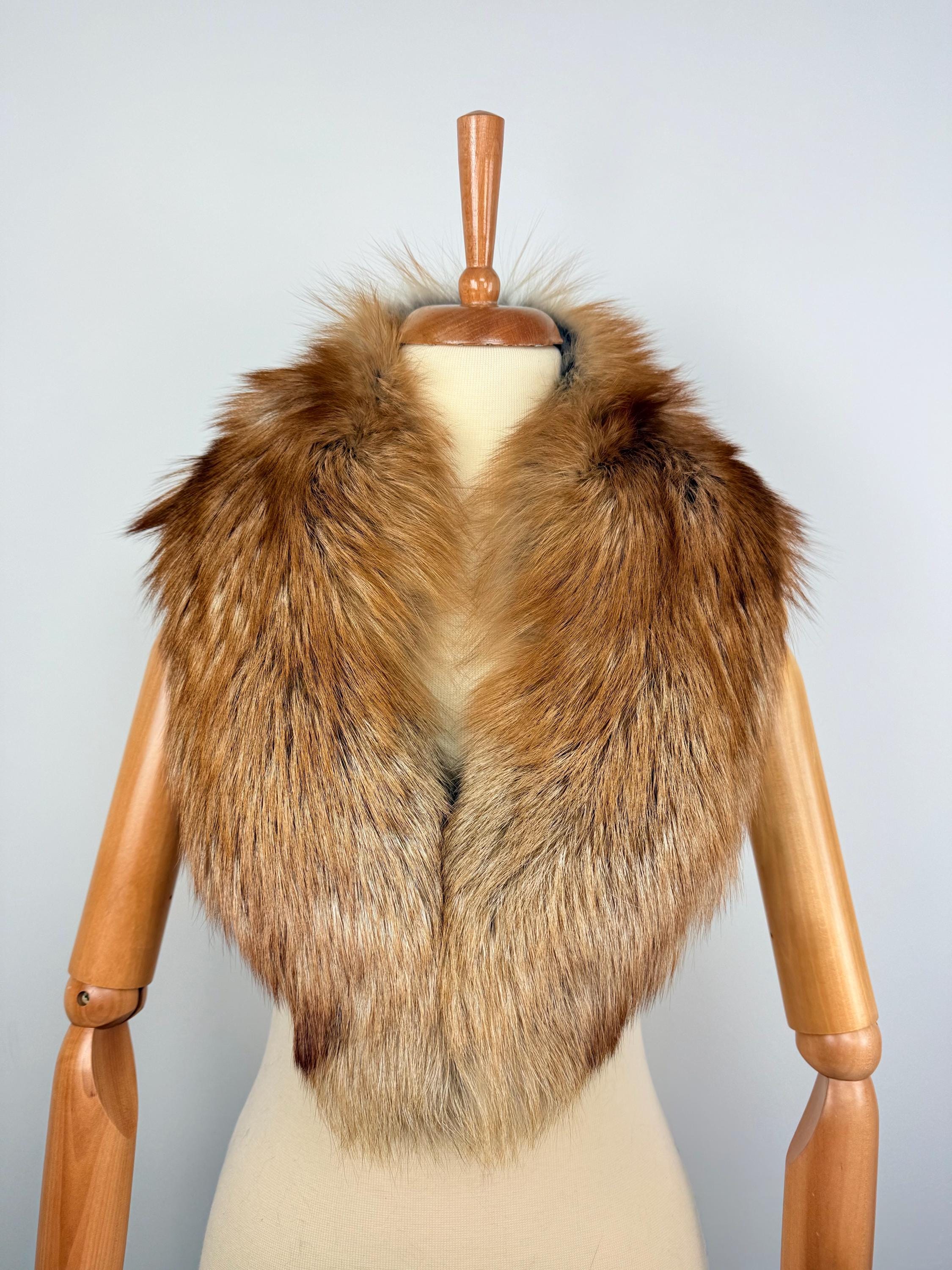 Gold Fox Fur Collar – Real Fur Collar, Handmade in Greece, Luxury Neck Accessory