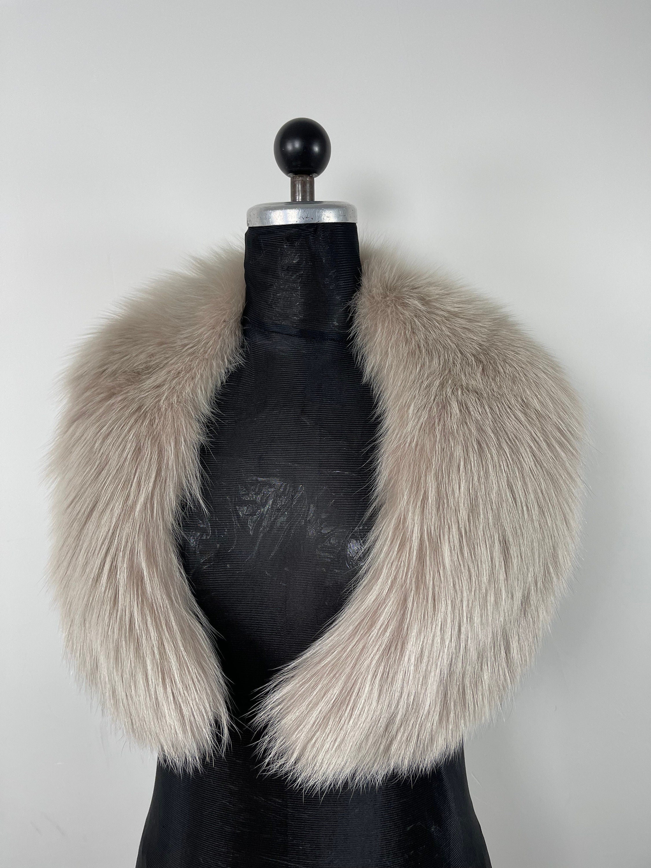 Fox Fur Collar – Real Fur Gray Collar, Handmade in Greece, Luxury Neck Accessory