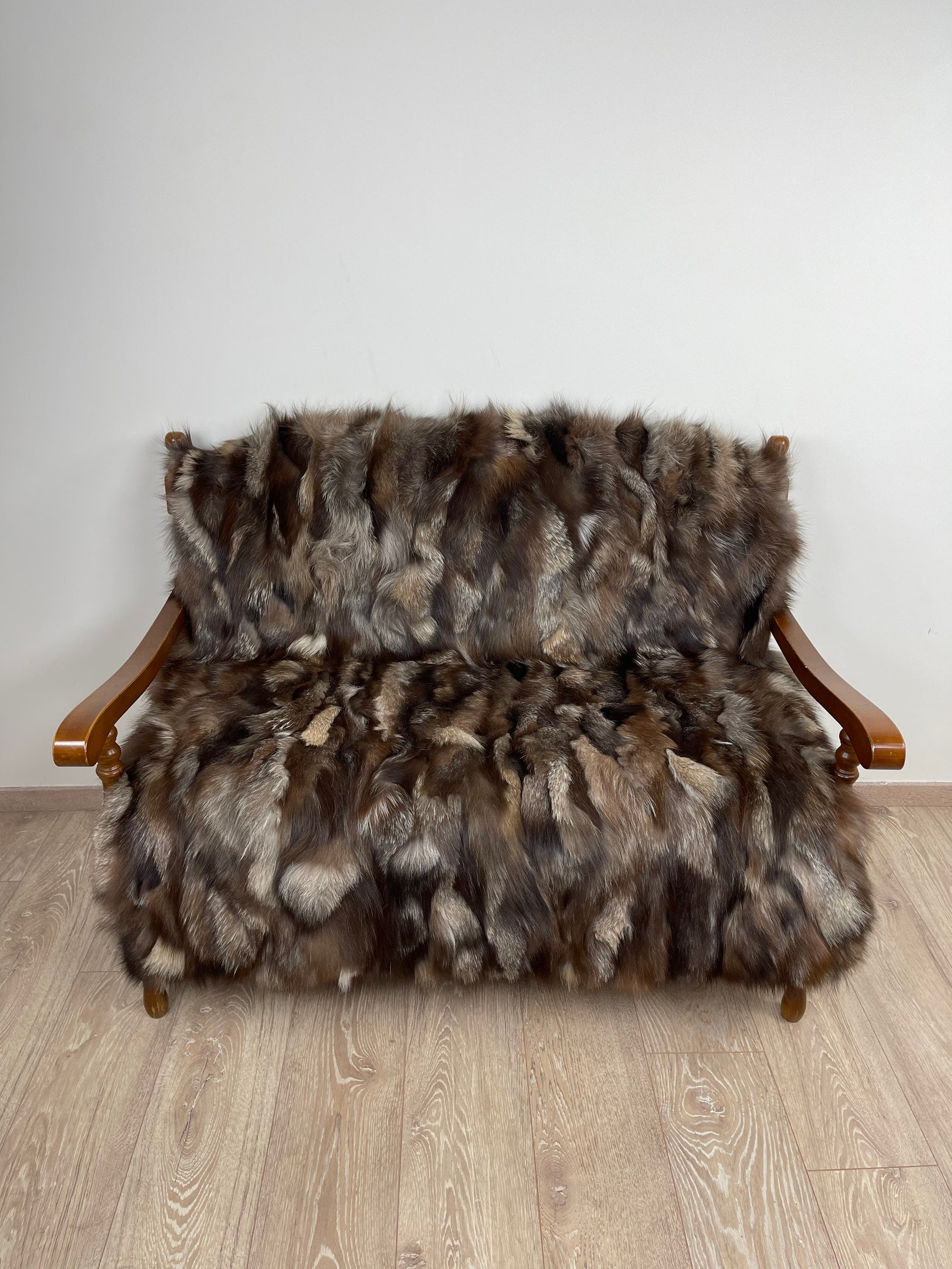 Crystal Fox Fur Blanket – Real Fur Throw, Handmade in Greece, Luxury Fur Bedspread