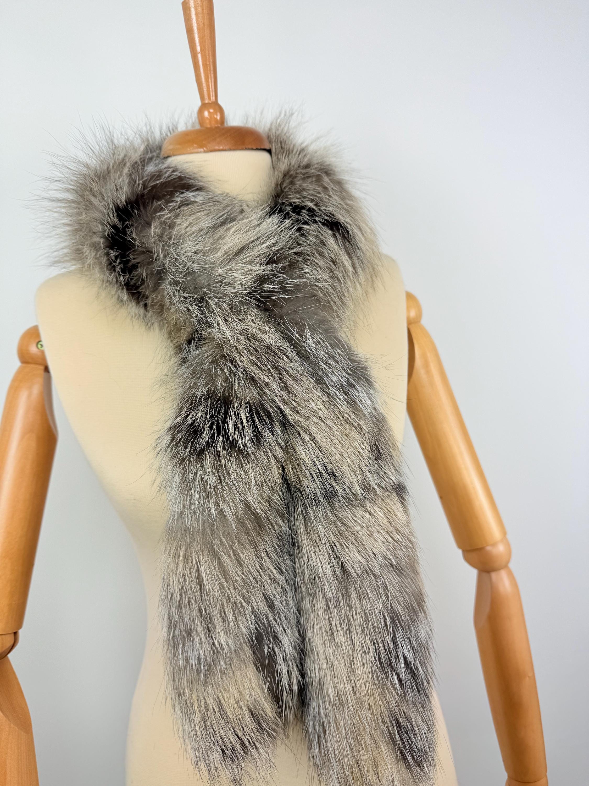 Cross Fox Fur Scarf – Real Fur Scarf, Handmade in Greece, Luxury Winter Scarf