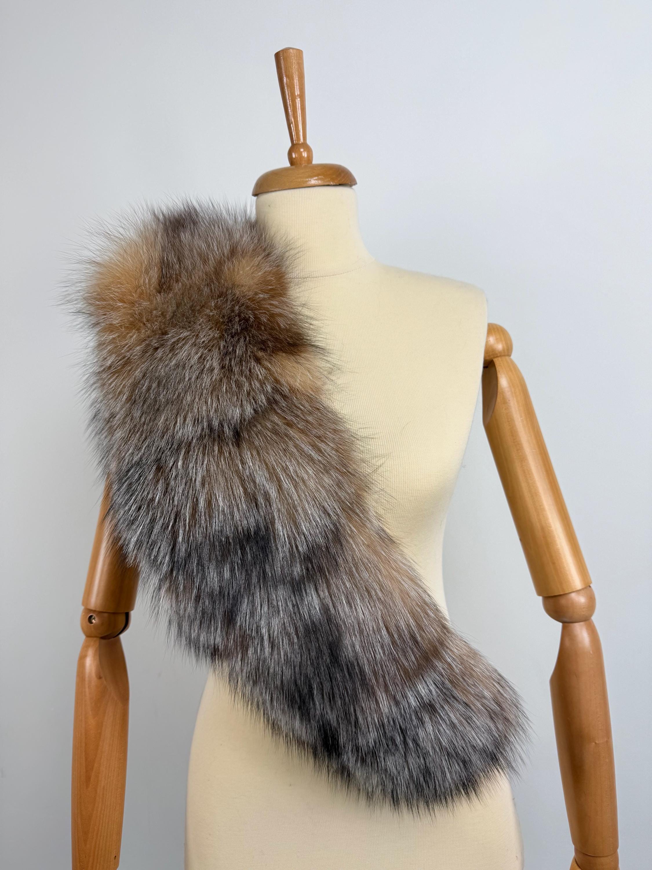 Crystal Fox Fur Collar – Real Fur Stole, Handmade in Greece, Luxury Fur Accessory