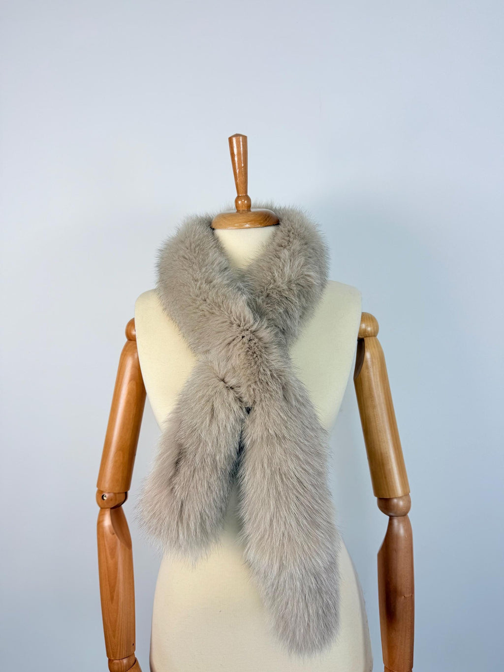 Luxury Beige Fox Fur Scarf – Real Fur, Handmade in Greece, Elegant Winter Scarf
