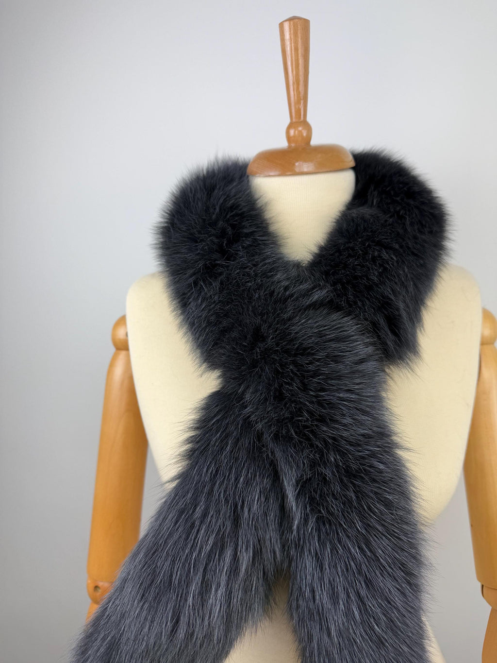 Dark Gray Fox Fur Scarf: Warm Genuine Fur Accessory