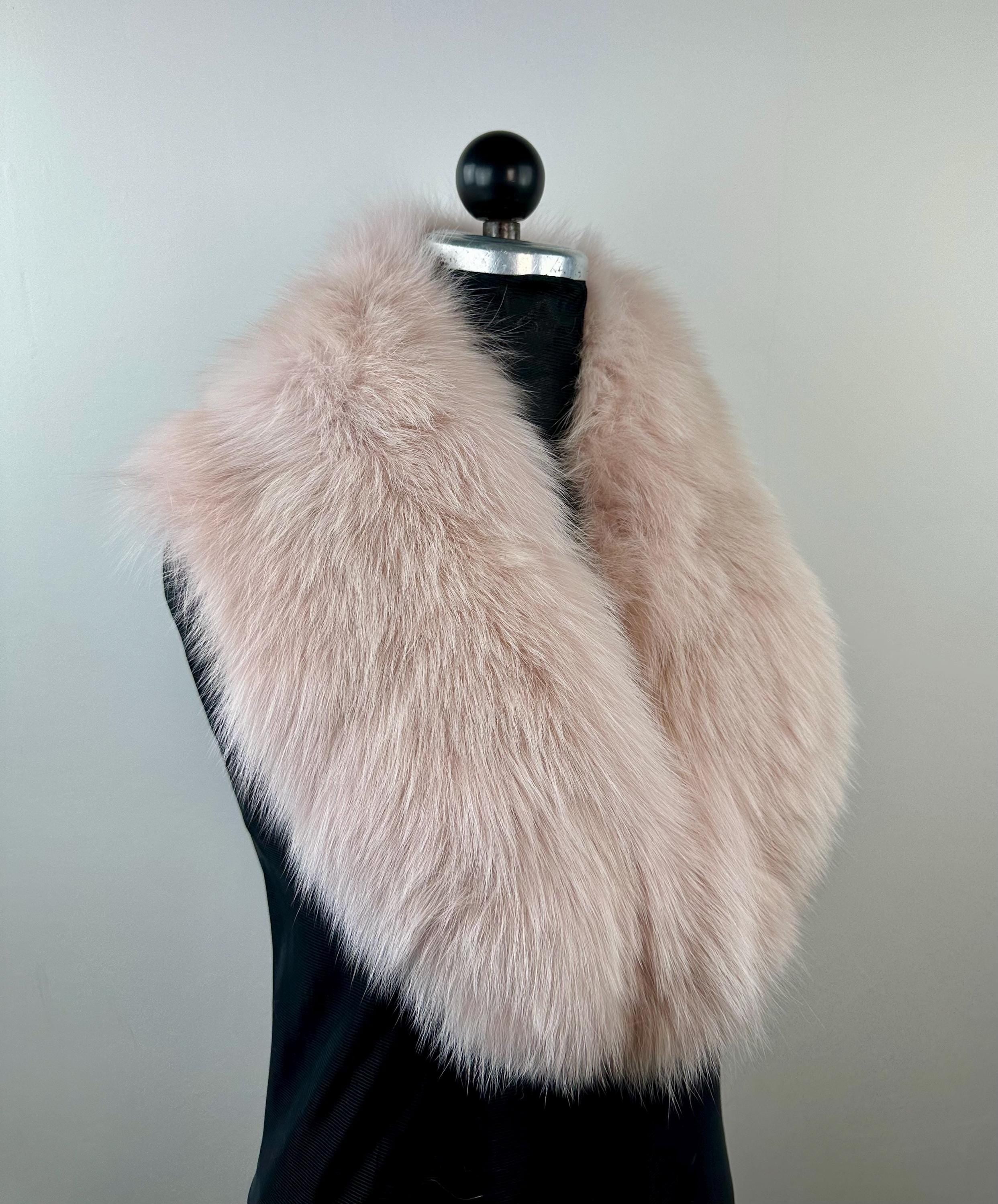 Baby Pink Fox Fur Collar – Real Fur Collar, Handmade in Greece, Luxury Neck Accessory