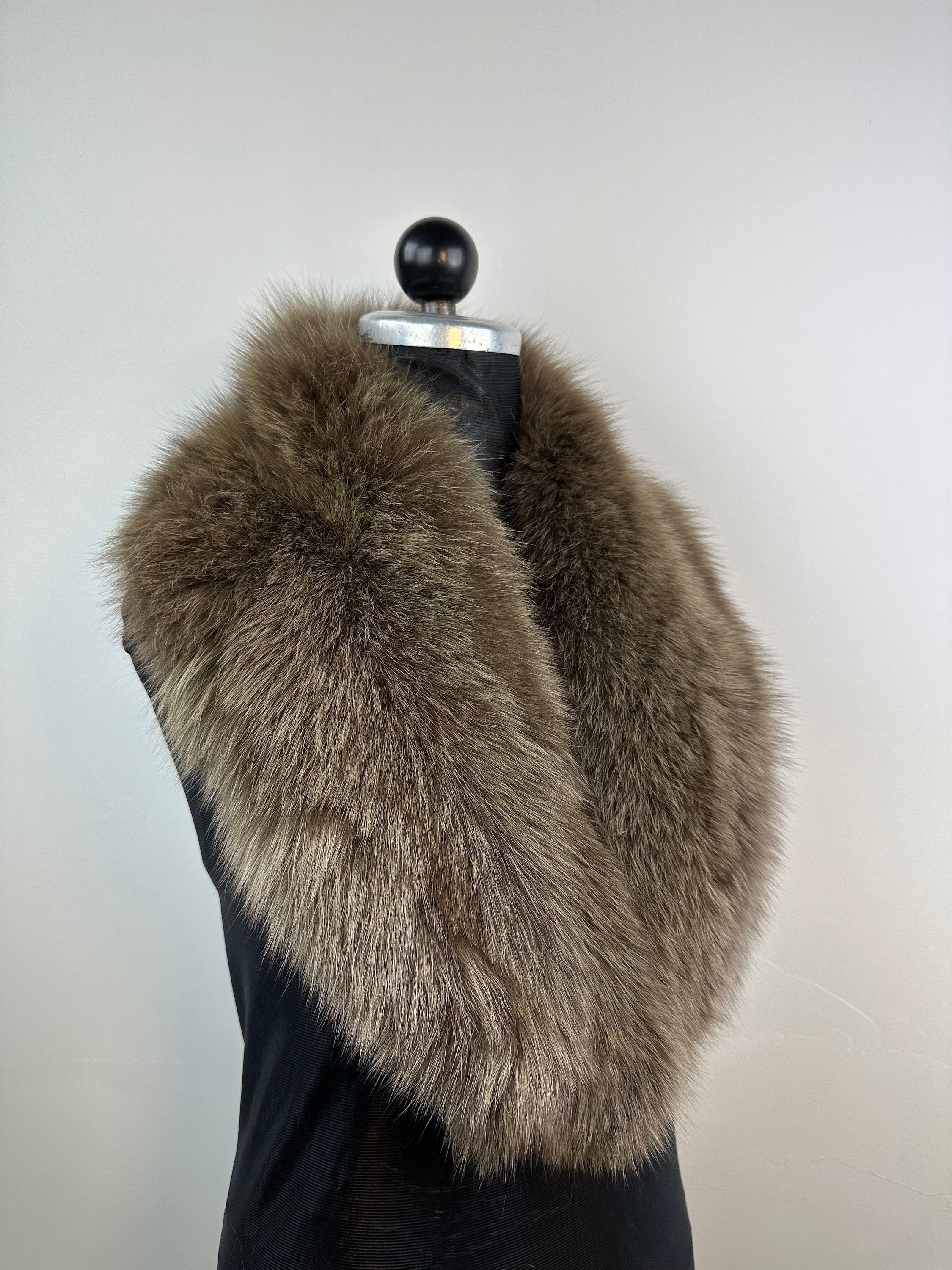 Light Brown Fox Fur Collar – Real Fur Collar, Handmade in Greece, Luxury Neck Accessory