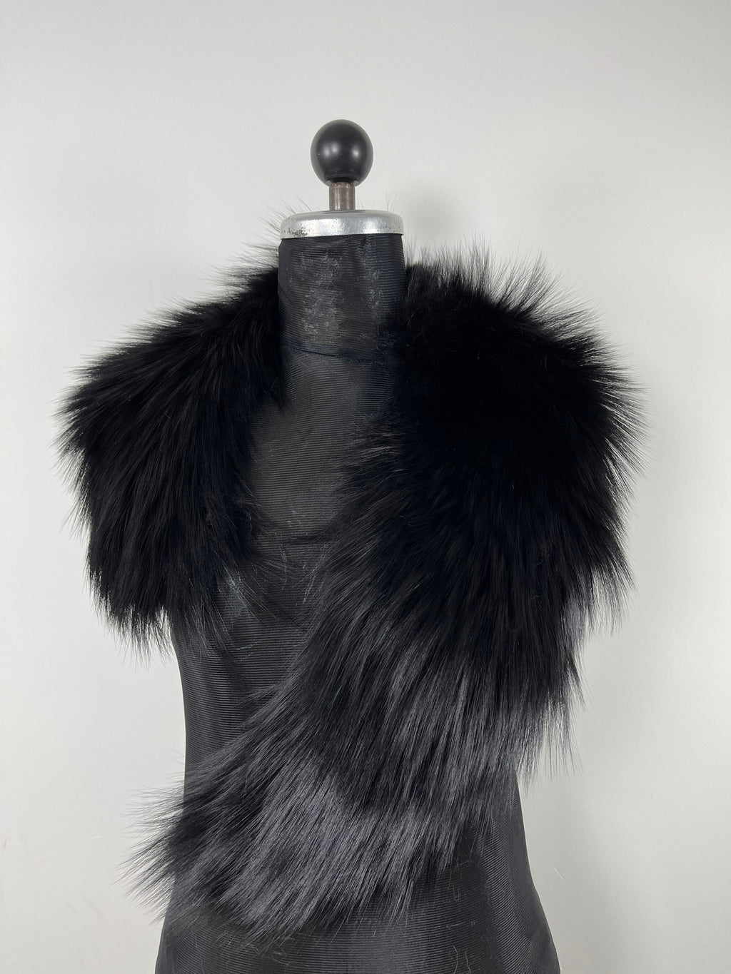 Luxury Black Fox Fur Collar: Genuine Fur Stole,  Neck Wrap