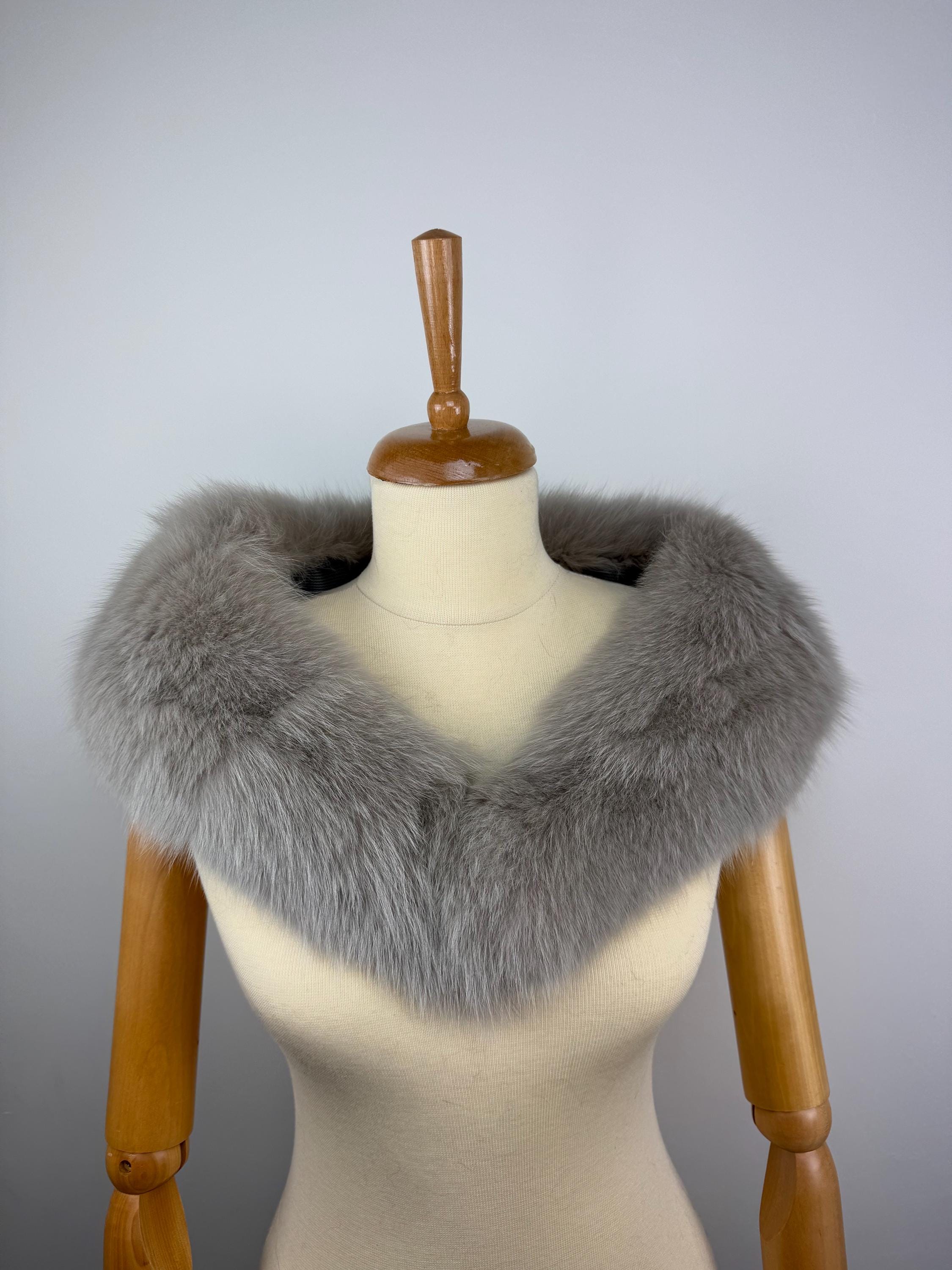 Gray Fox Fur Collar – Real Fur Collar, Handmade in Greece, Luxury Neck Accessory