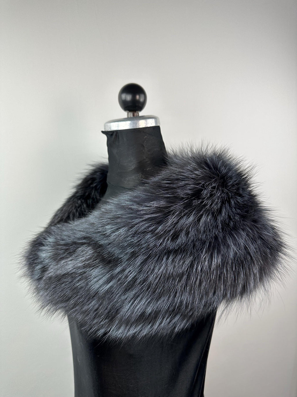 Dark Gray Fox Fur Collar – Real Fur Collar, Handmade in Greece, Luxury Neck Accessory