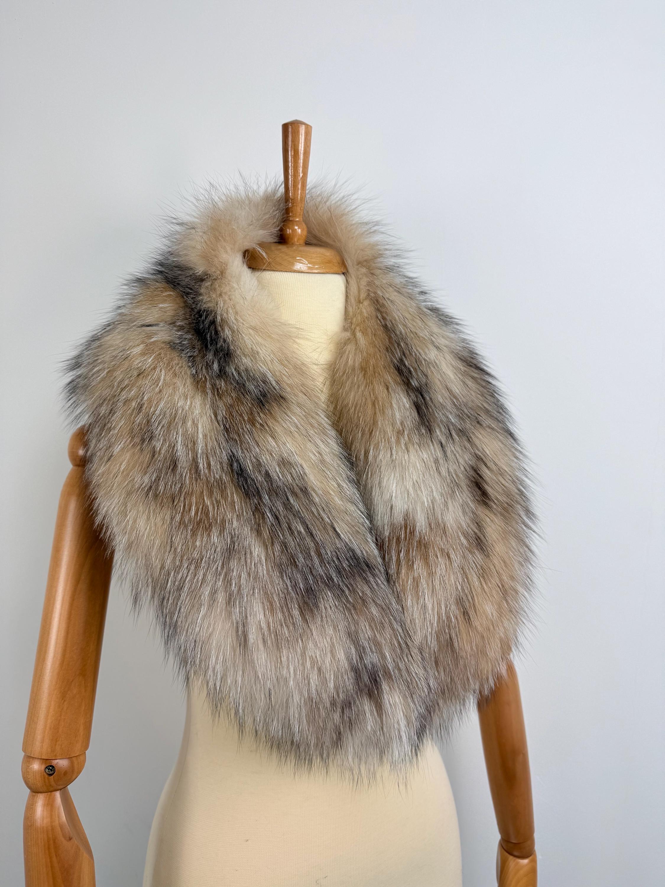 Natural Fur Collar: Luxury Real Fur Crystal Fox Stole Scarf